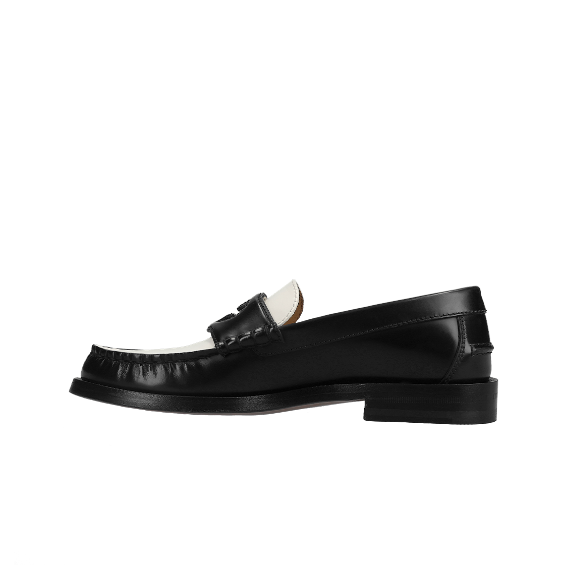 (W) 구찌 인터로킹 G 로퍼 블랙 화이트 레더((W) Gucci Interlocking G Loafer Black White Leather) - 3