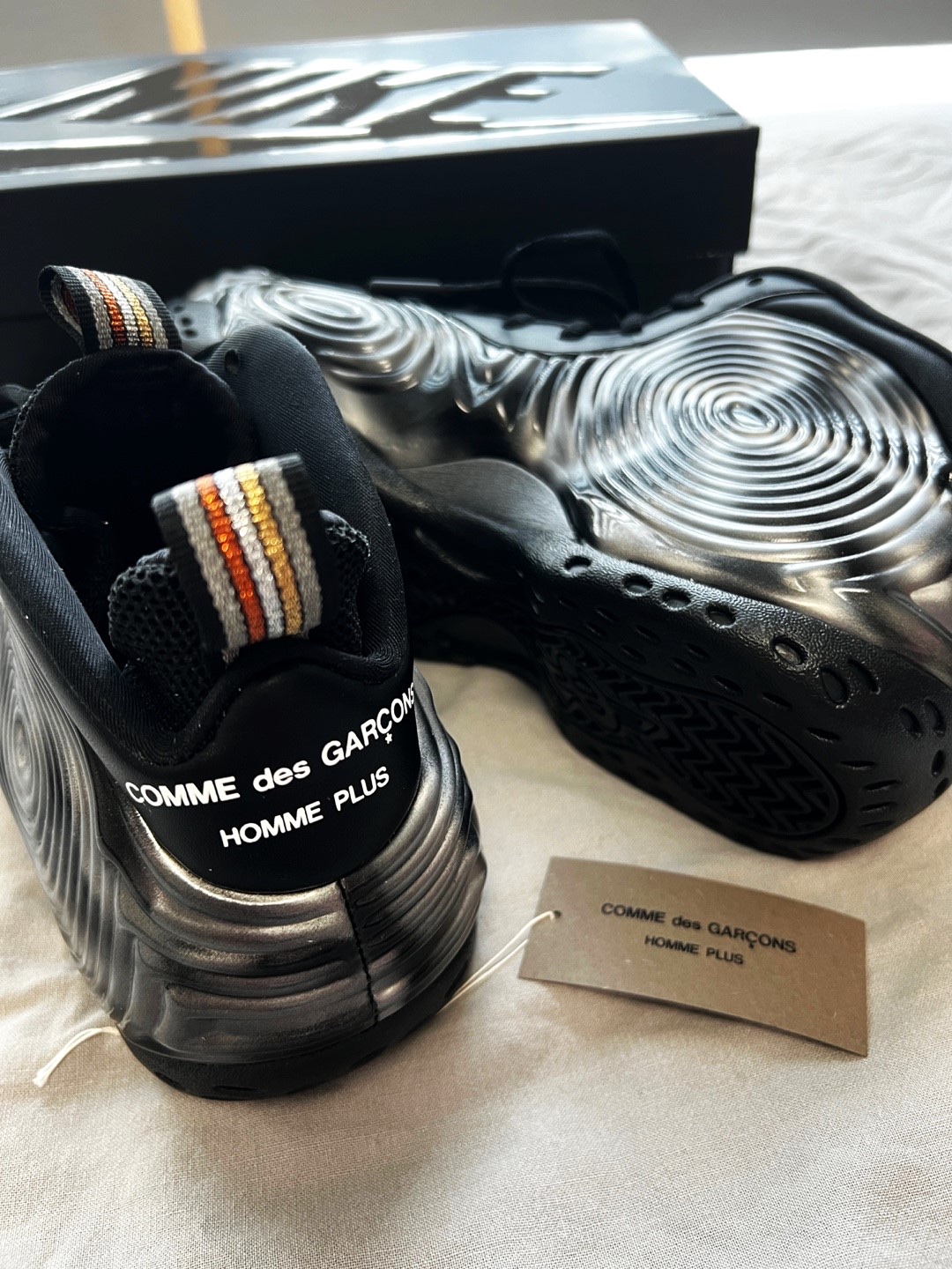 Nike x Comme des Garcons Homme Plus Air Foamposite One SP Black White 착용 스타일