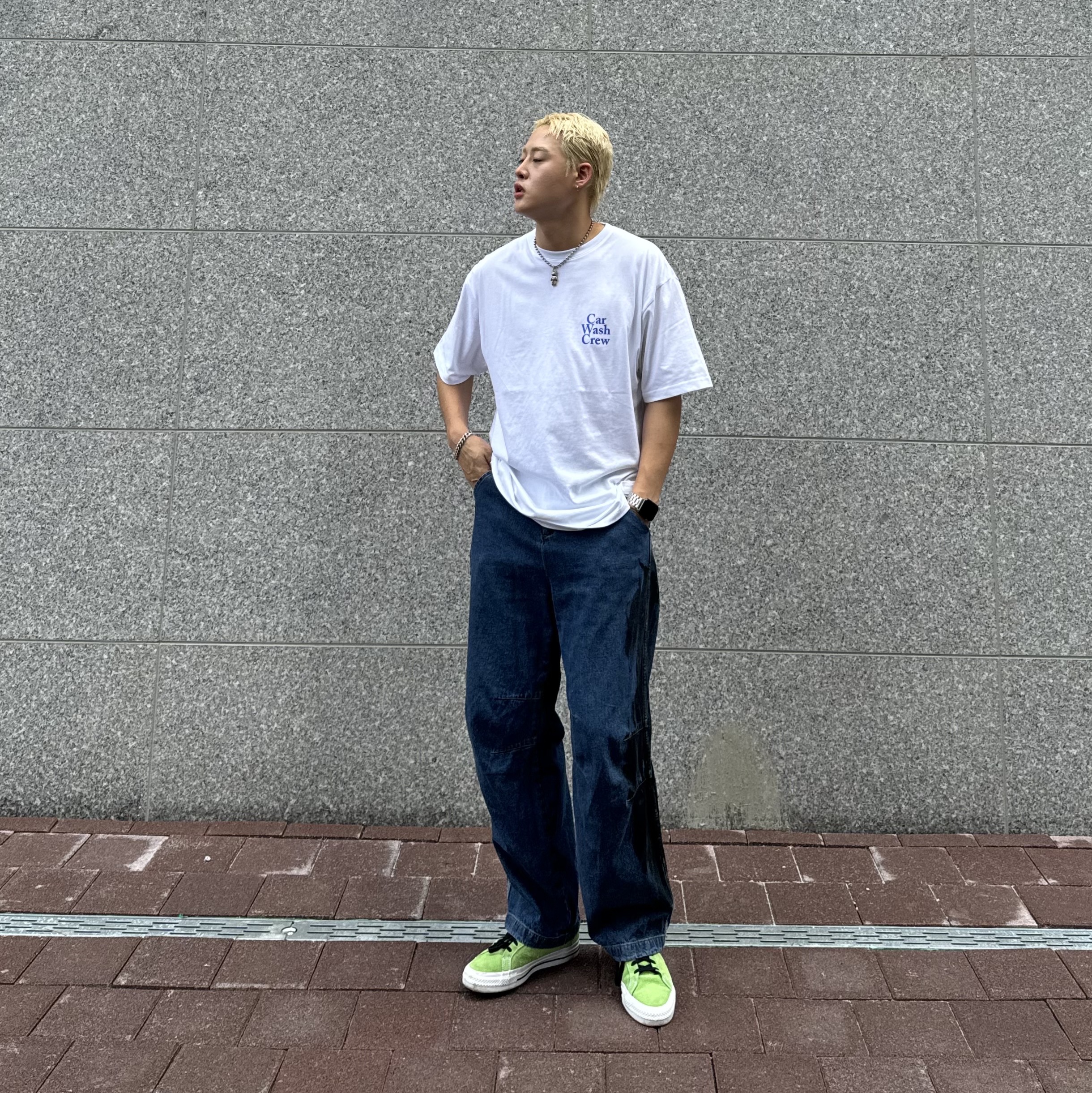 Converse x Stussy One Star Pro Ox 8 Ball Green 착용 스타일 - 2