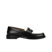 (W) Gucci Interlocking G Loafer Black White Leather