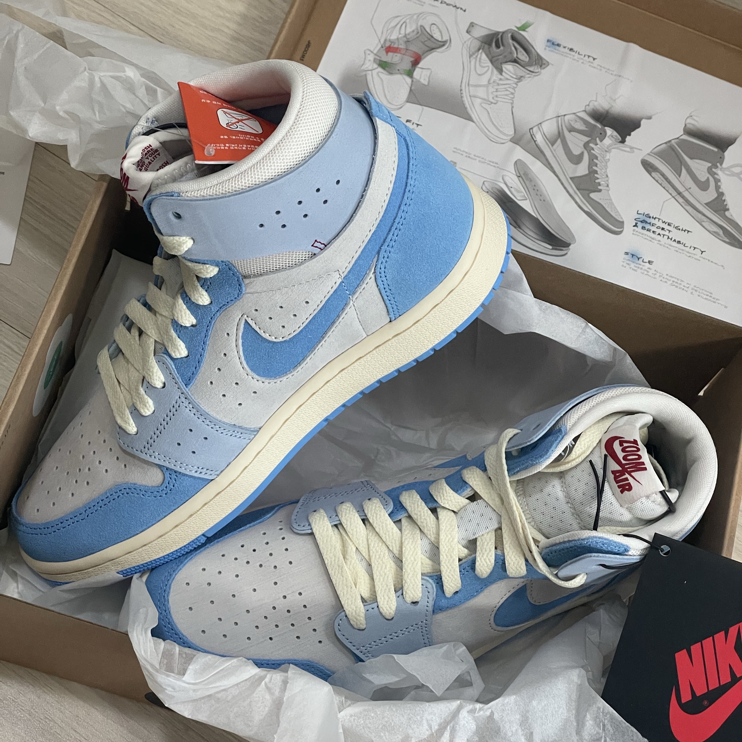 (W) Jordan 1 Zoom Air CMFT 2 Phantom University Blue 착용 스타일 - 1
