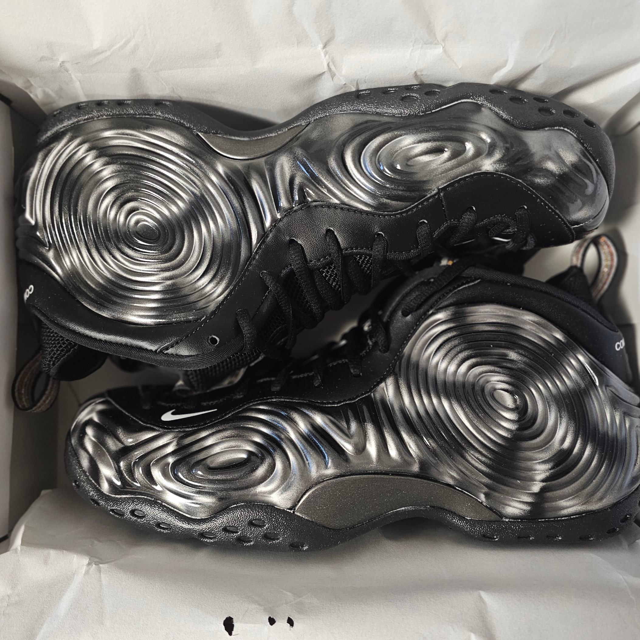 Nike x Comme des Garcons Homme Plus Air Foamposite One SP Black White 착용 스타일