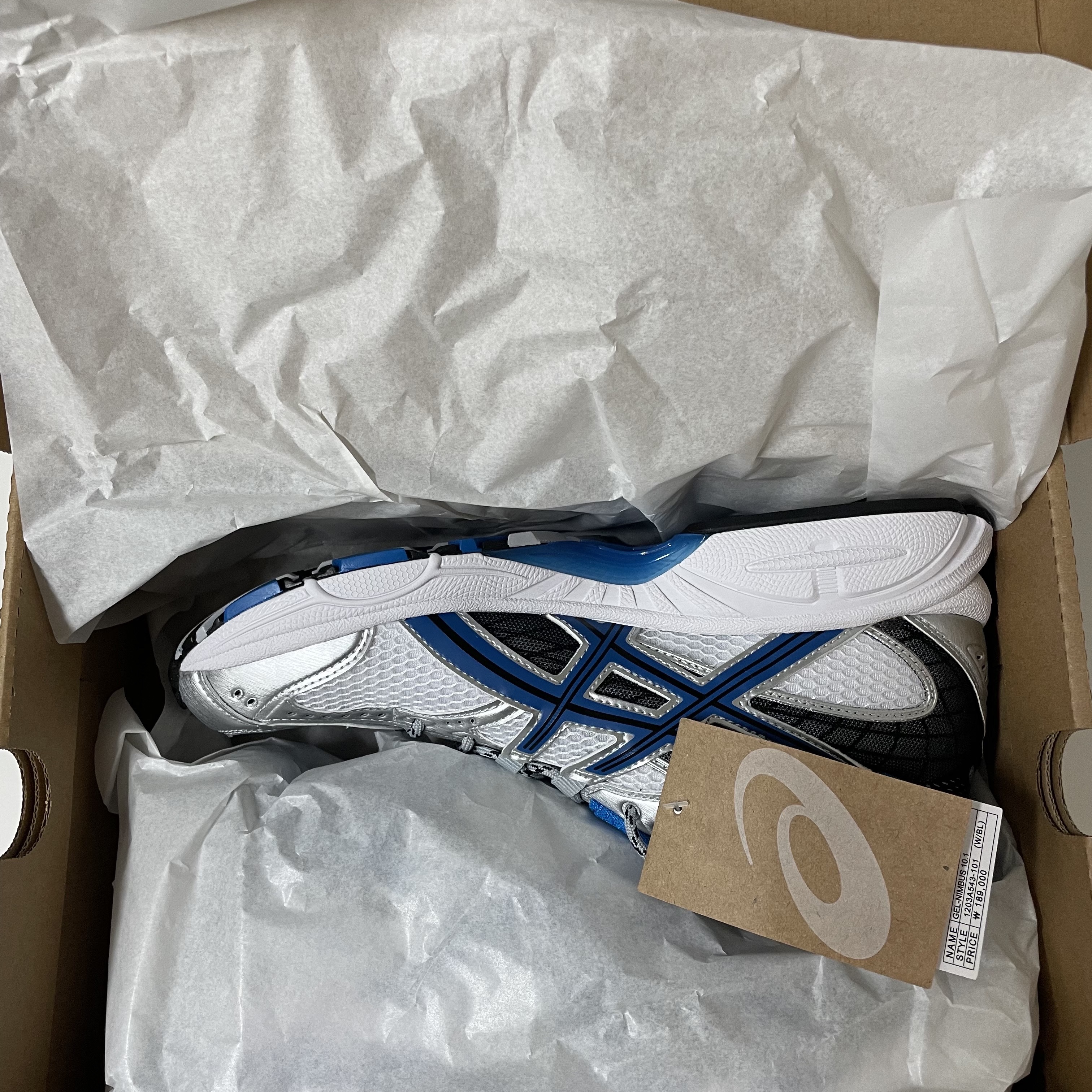 Asics Gel-Nimbus 10.1 White Directoire Blue 착용 스타일