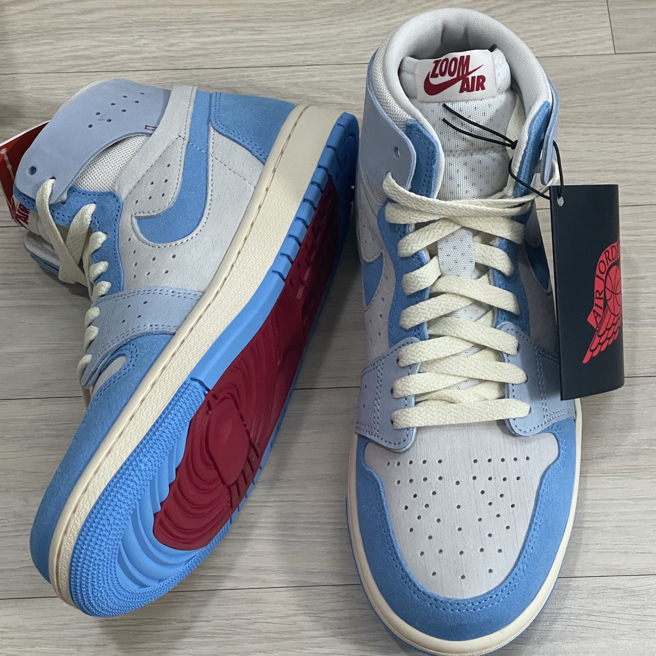 (W) Jordan 1 Zoom Air CMFT 2 Phantom University Blue 착용 스타일 - 5