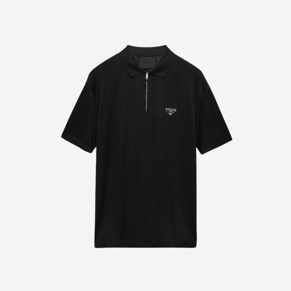 Prada Re-Nylon Details Pique Polo Shirt Black 상세 이미지 1