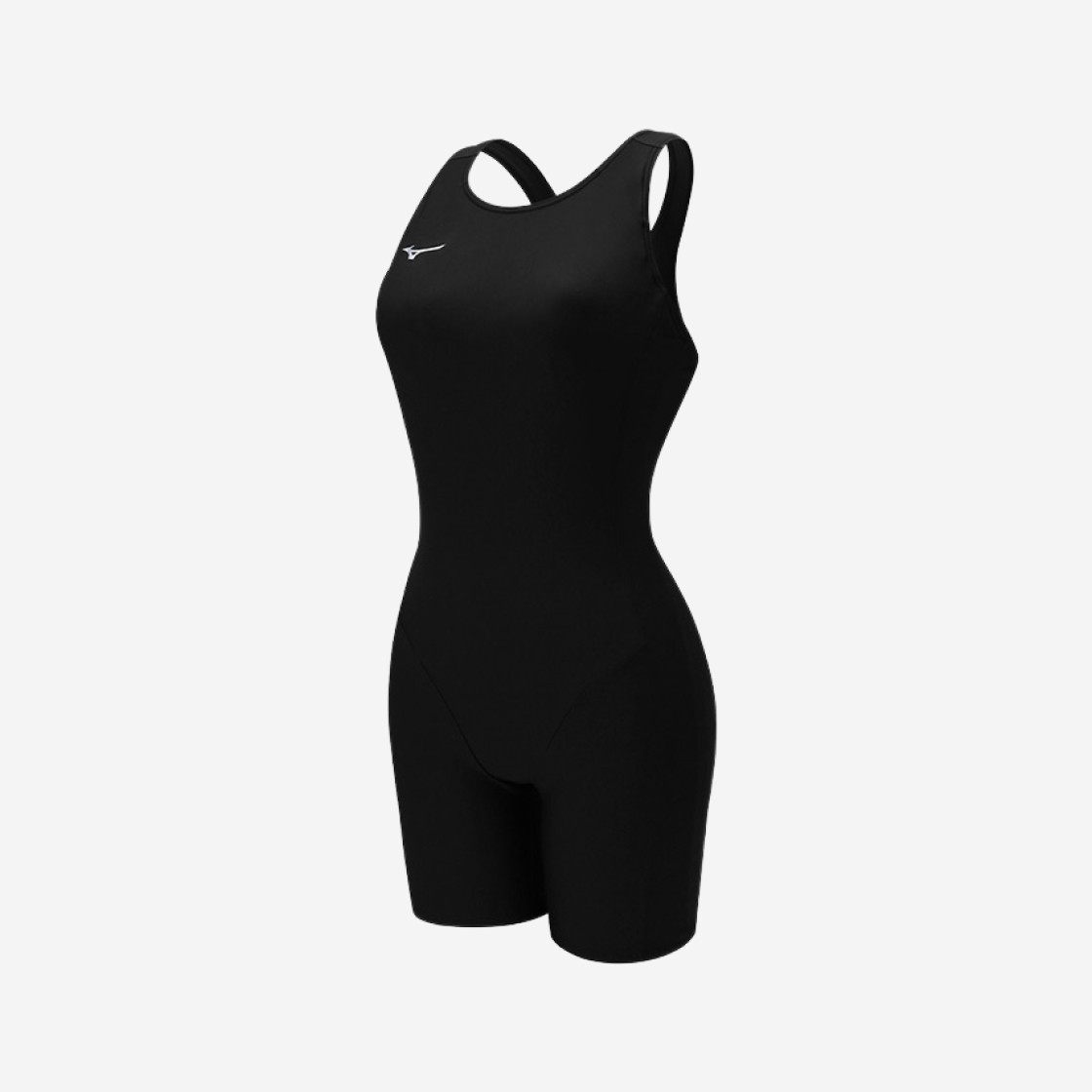 (W) Mizuno Basic Solid Y Back Legsuit Swimsuit Black 상세 이미지 1