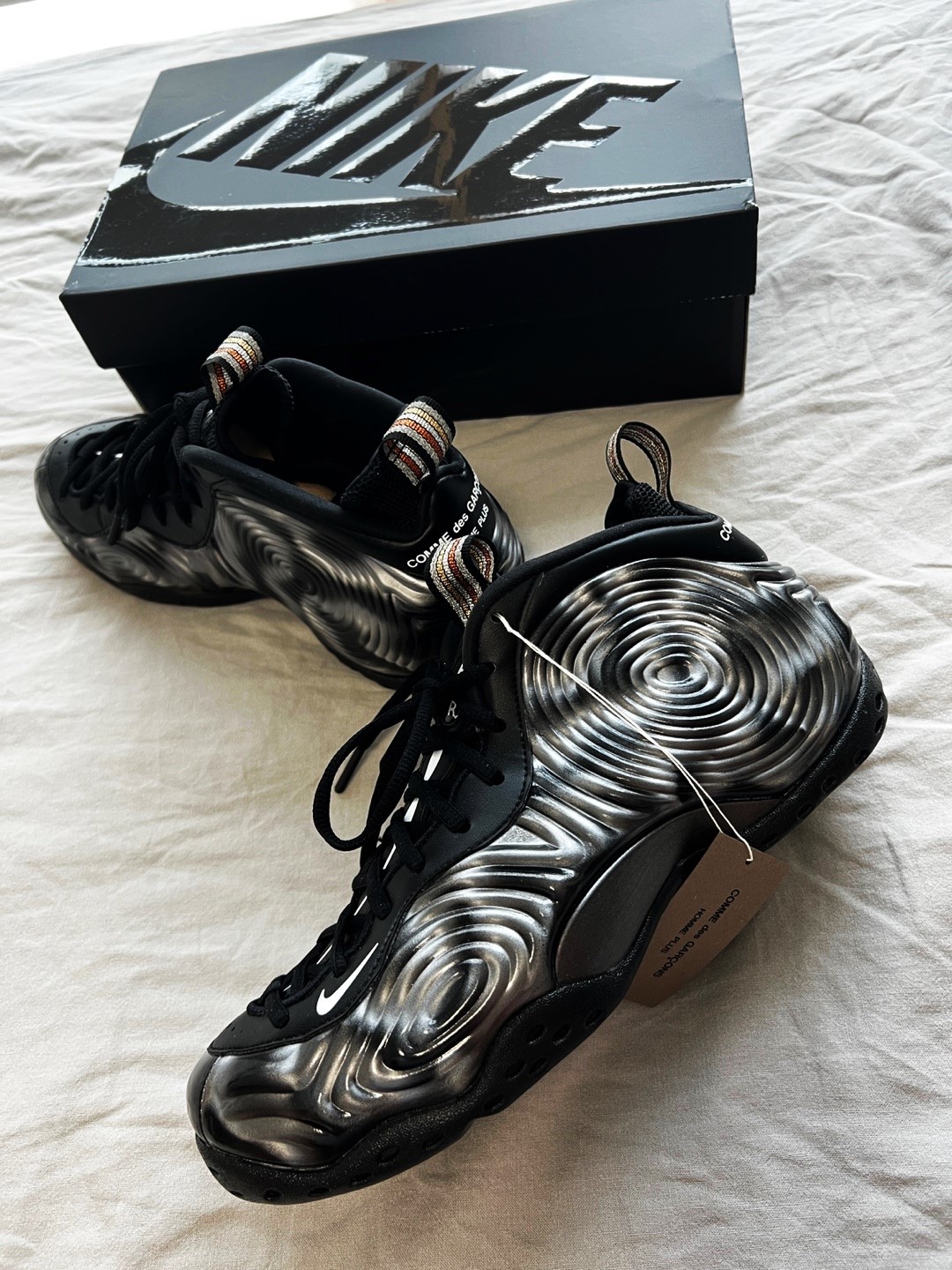 Nike x Comme des Garcons Homme Plus Air Foamposite One SP Black White 착용 스타일