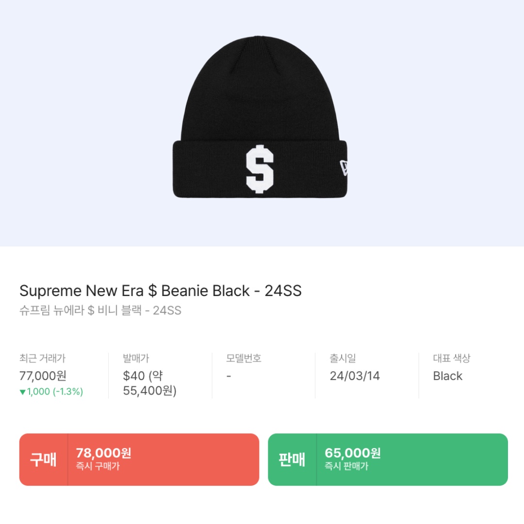 Supreme New Era $ Beanie Black - 24SS 착용 스타일 - 2