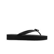 (W) Gucci Rubber Chevron Thong Sandal Black
