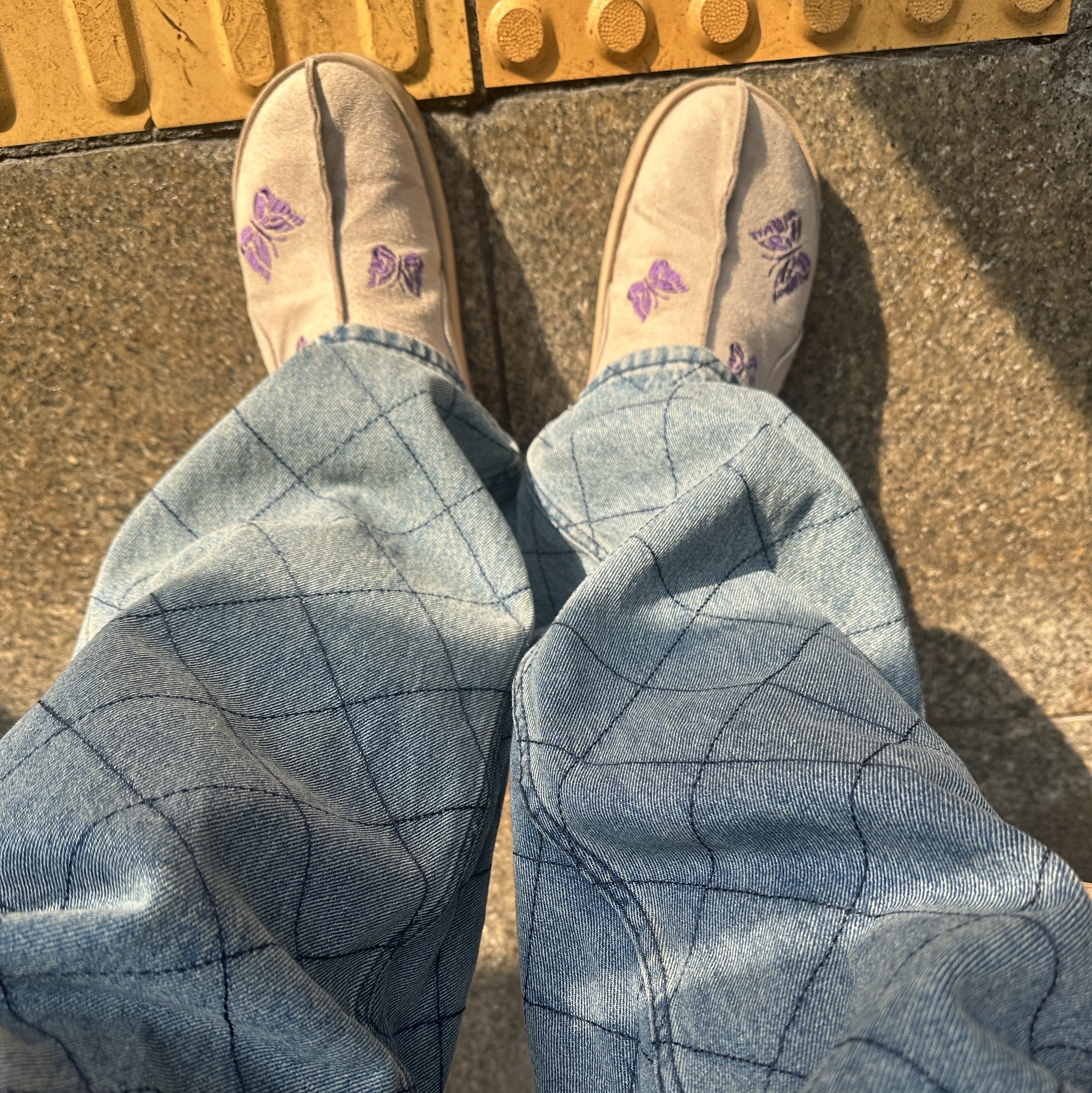 Reebok x Needles Beatnik Moc Modern Beige Extreme Purple 착용 스타일