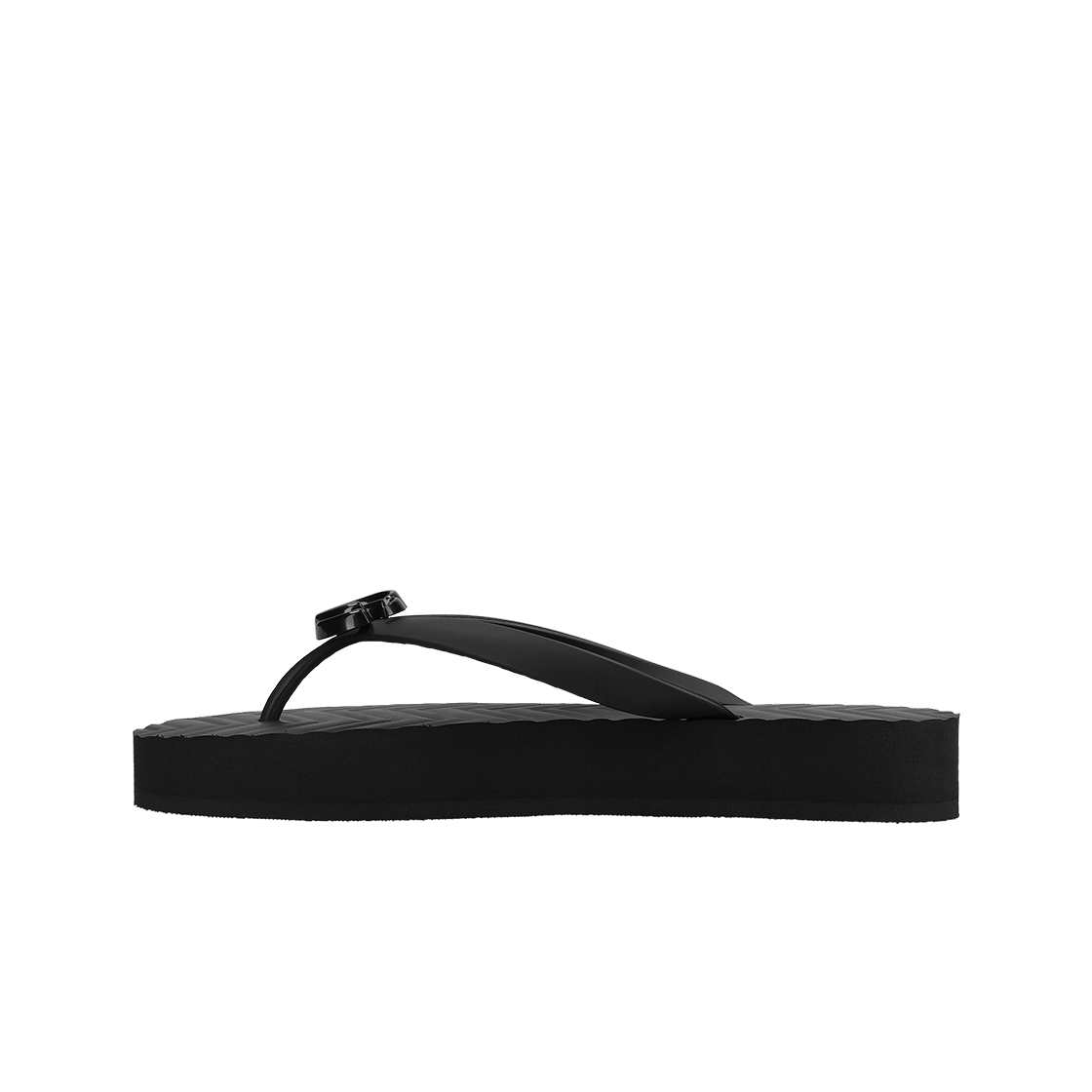 (W) 구찌 러버 쉐브론 통 샌들 블랙((W) Gucci Rubber Chevron Thong Sandal Black) - 3