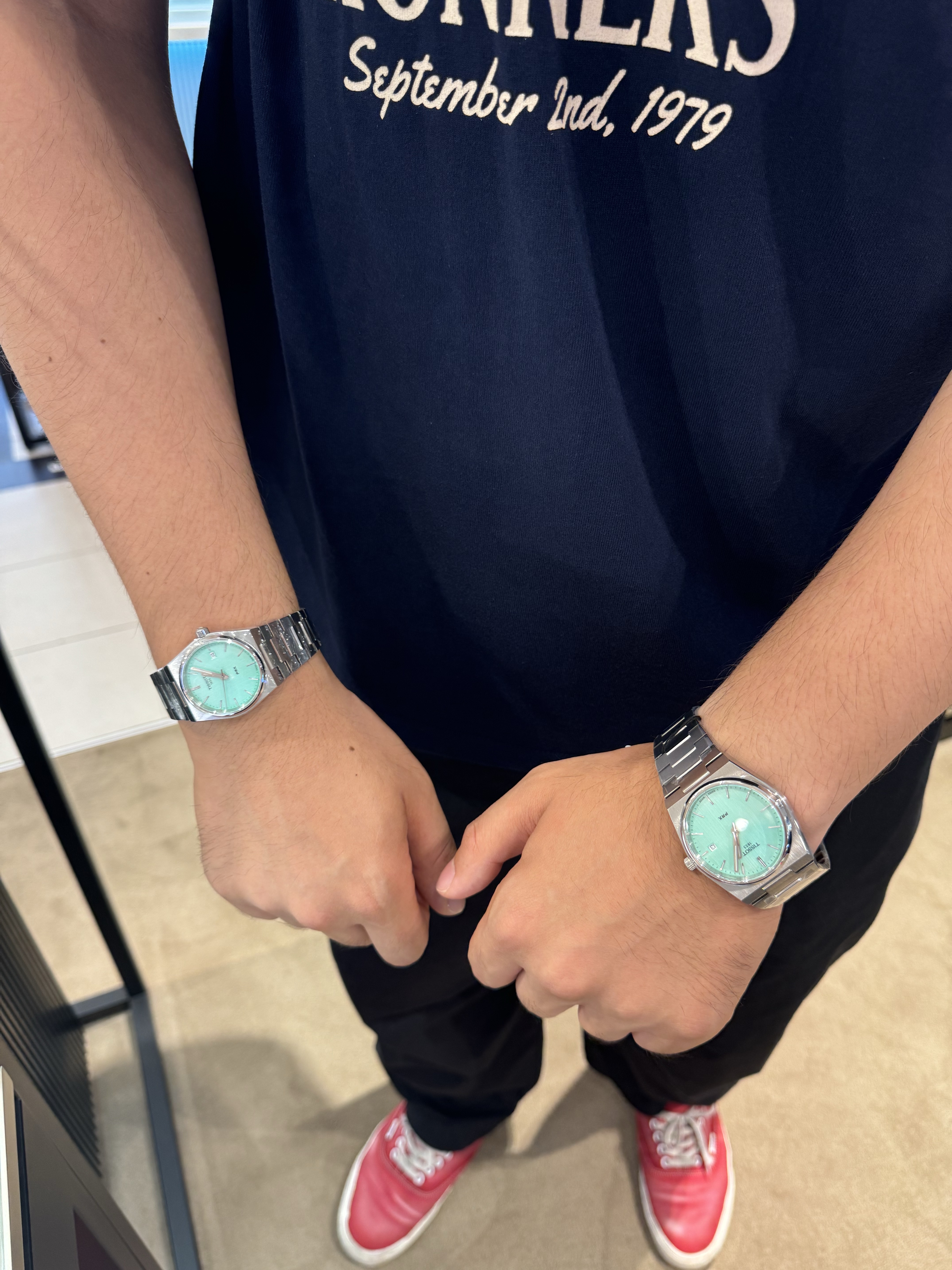 Tissot PRX 35mm Quartz Steel Light Green, Tissot PRX 40mm Quartz Steel Light Green 착용 스타일 - 2