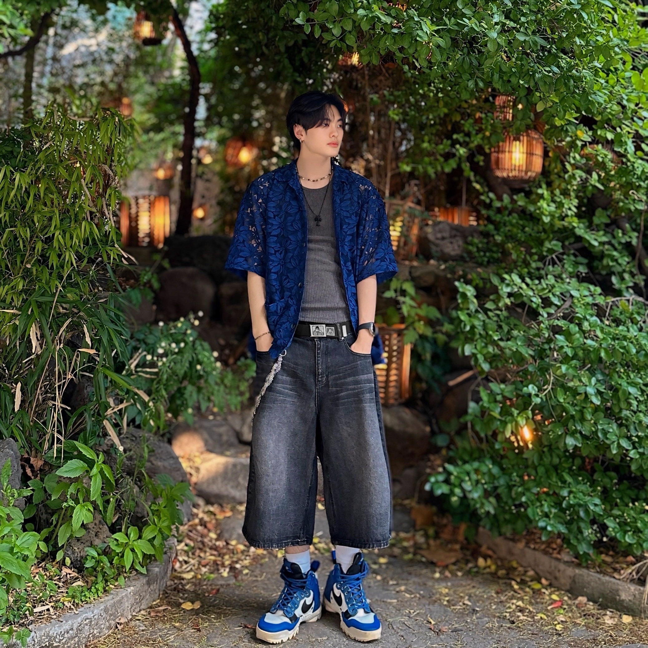 Chrome Hearts Silichrome CH Cross Pendant Black 2022/2023/2025, Nike x Undercover SFB Jungle Dunk White 착용 스타일 - 1