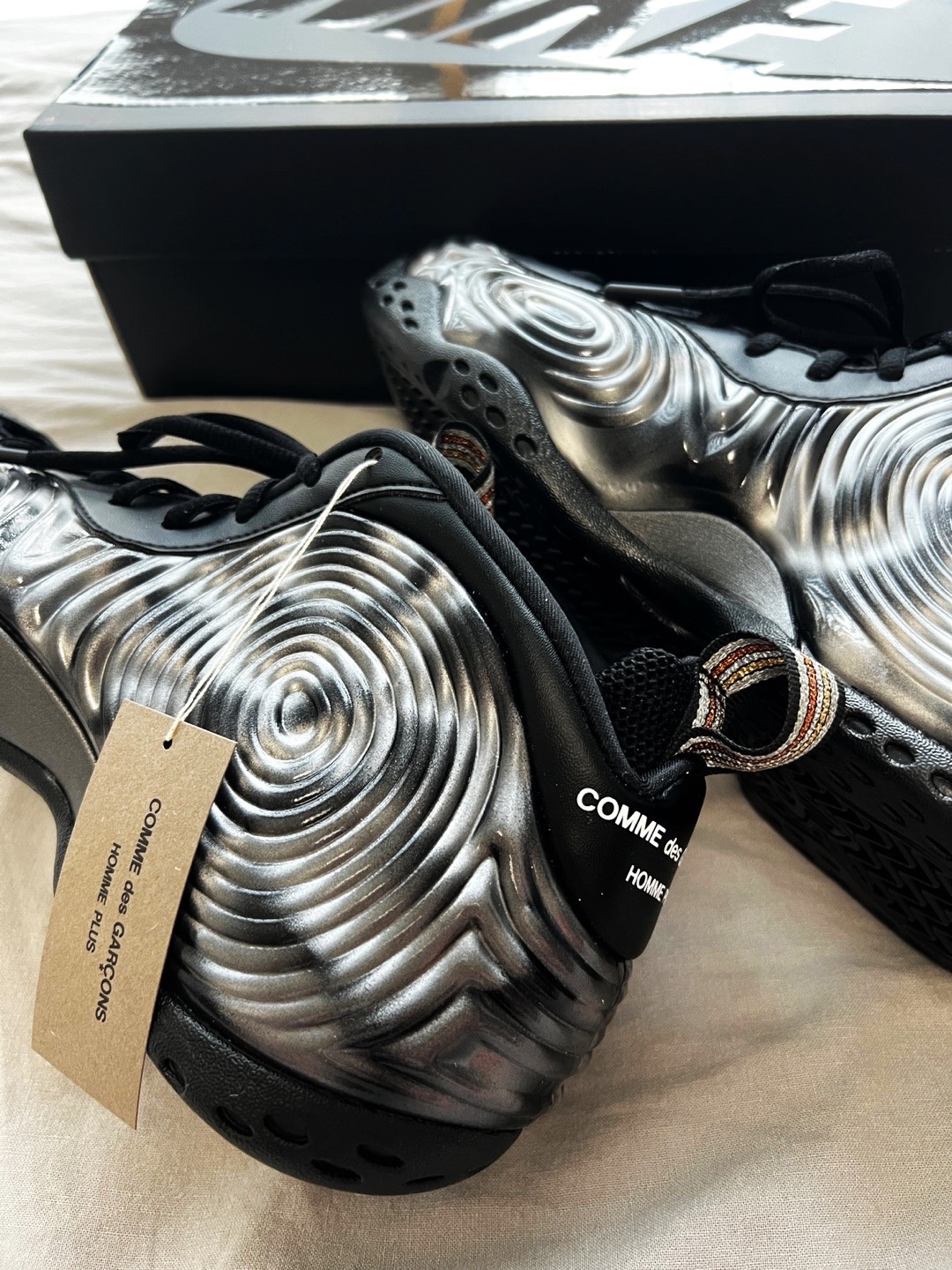 Nike x Comme des Garcons Homme Plus Air Foamposite One SP Black White 착용 스타일