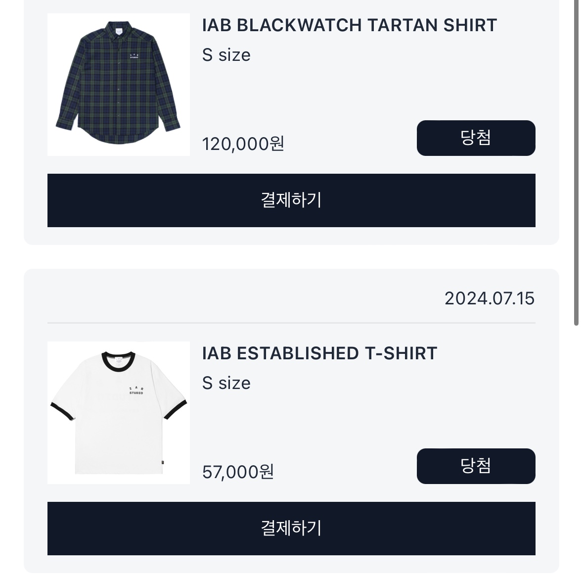 IAB Studio Established T-Shirt White Black, IAB Studio Blackwatch Tartan Shirt Blue Green 착용 스타일