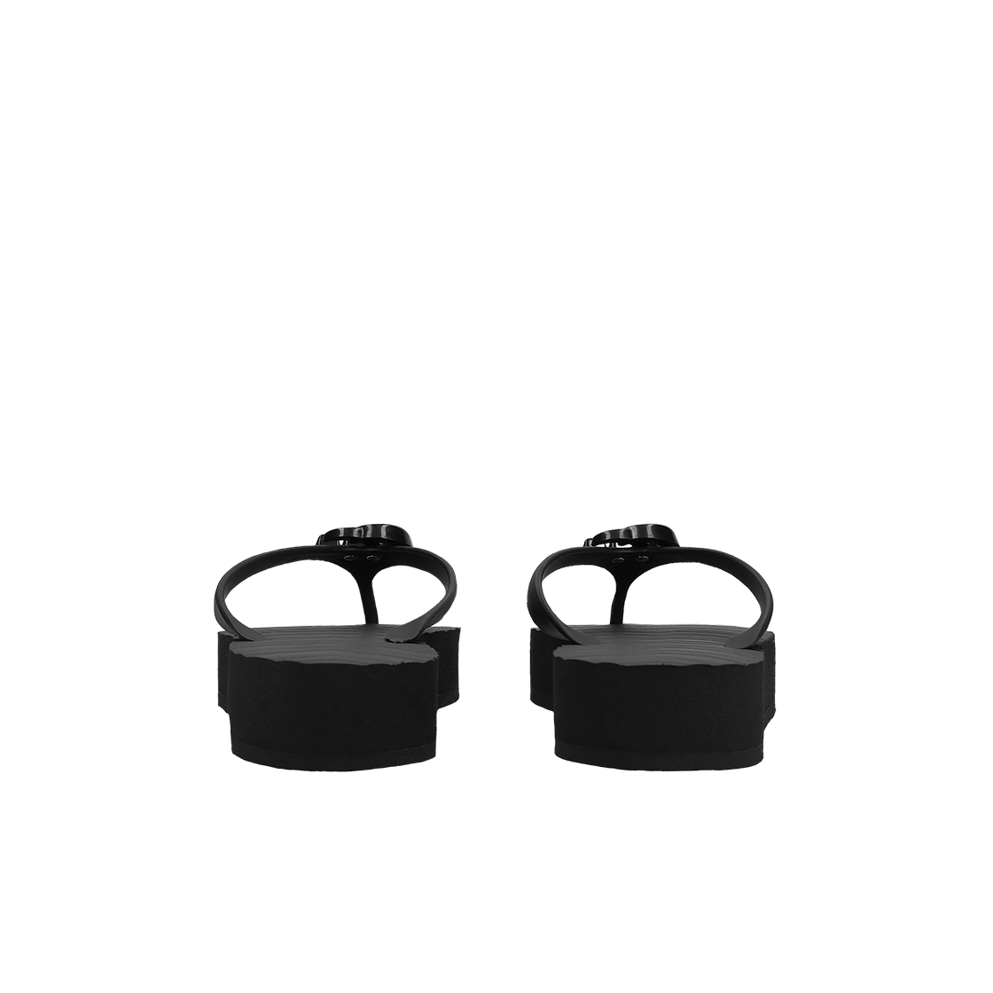 (W) 구찌 러버 쉐브론 통 샌들 블랙((W) Gucci Rubber Chevron Thong Sandal Black) - 4