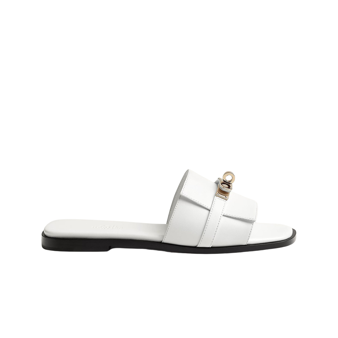 H232129Z90 (W) Hermes Giulia Sandal Calfskin & Permabrass Blanc