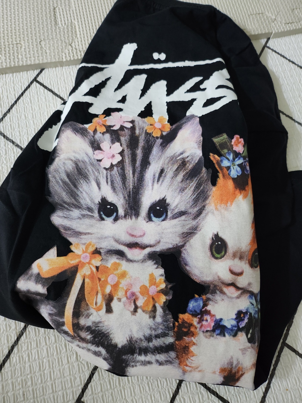 Stussy Kittens T-Shirt Black 착용 스타일 - 2