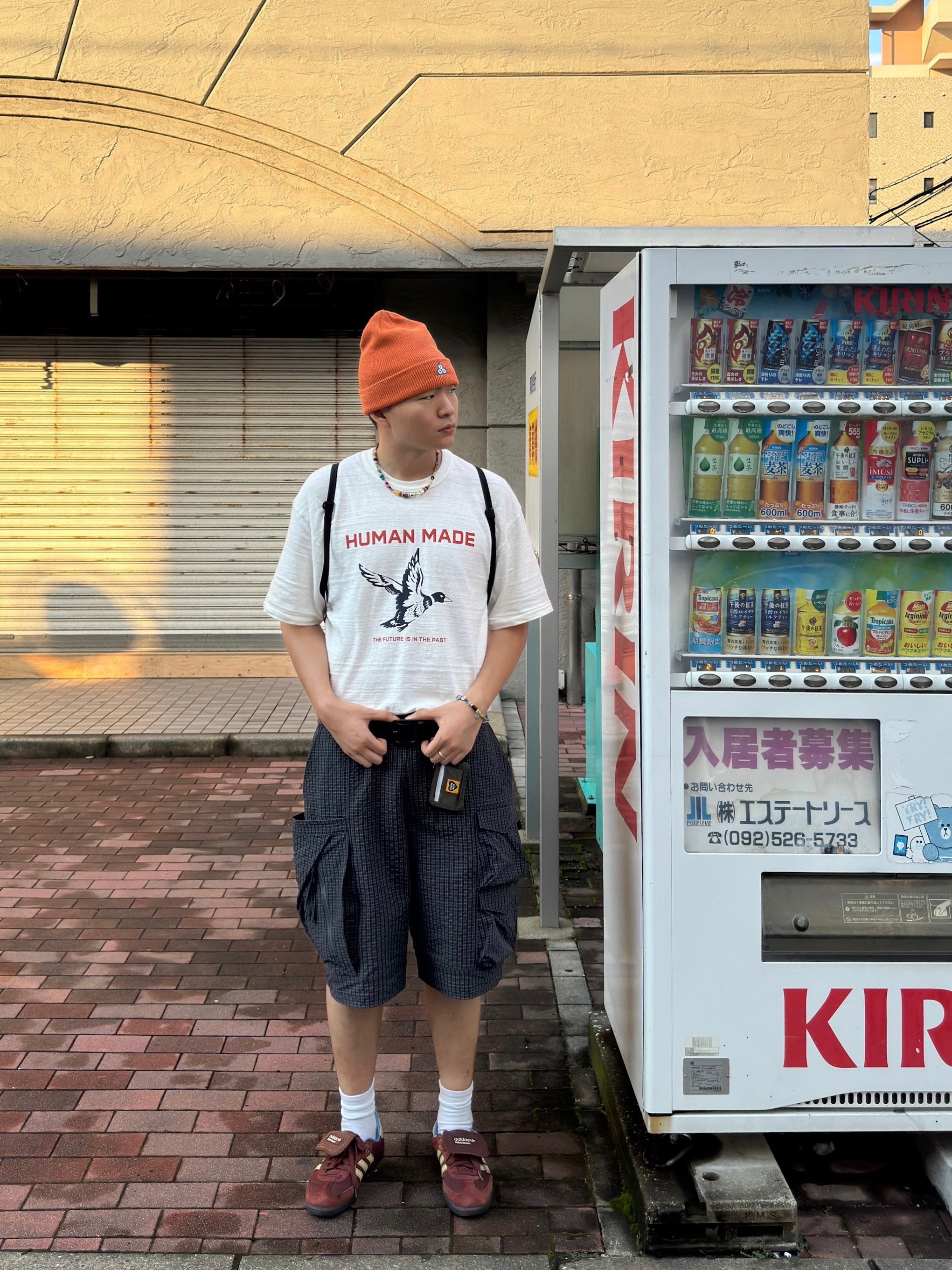 Human Made Graphic T-Shirt #19 White, Adidas x Wales Bonner Nylon Samba Fox Brown Sandy Beige 착용 스타일 - 3