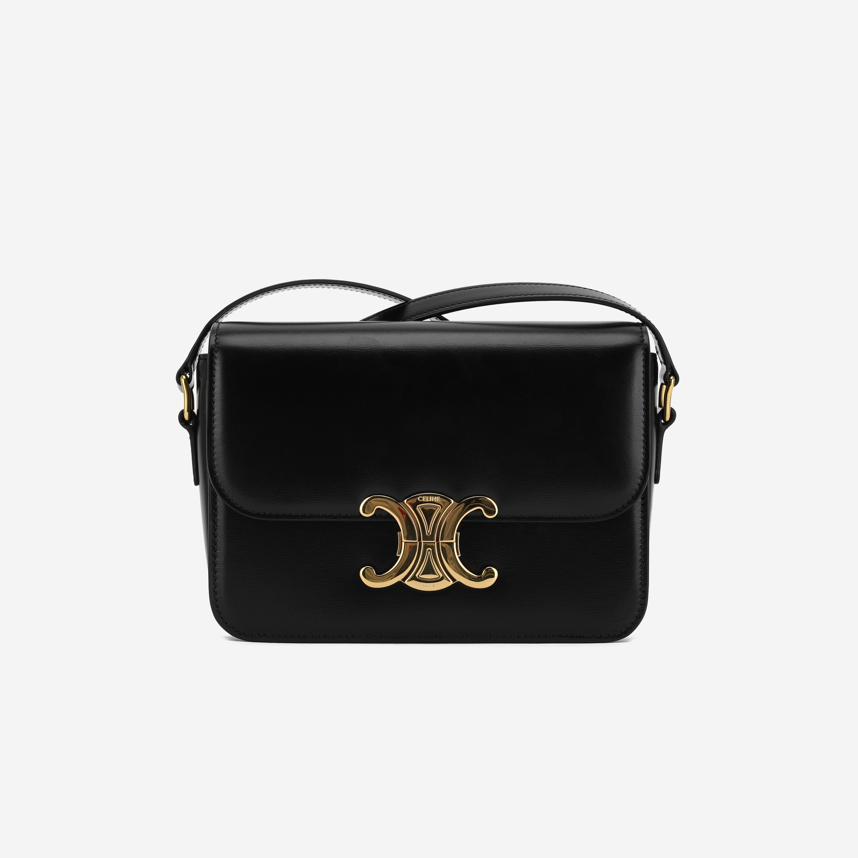 Celine Teen Triomphe Bag in Shiny Calfskin Black