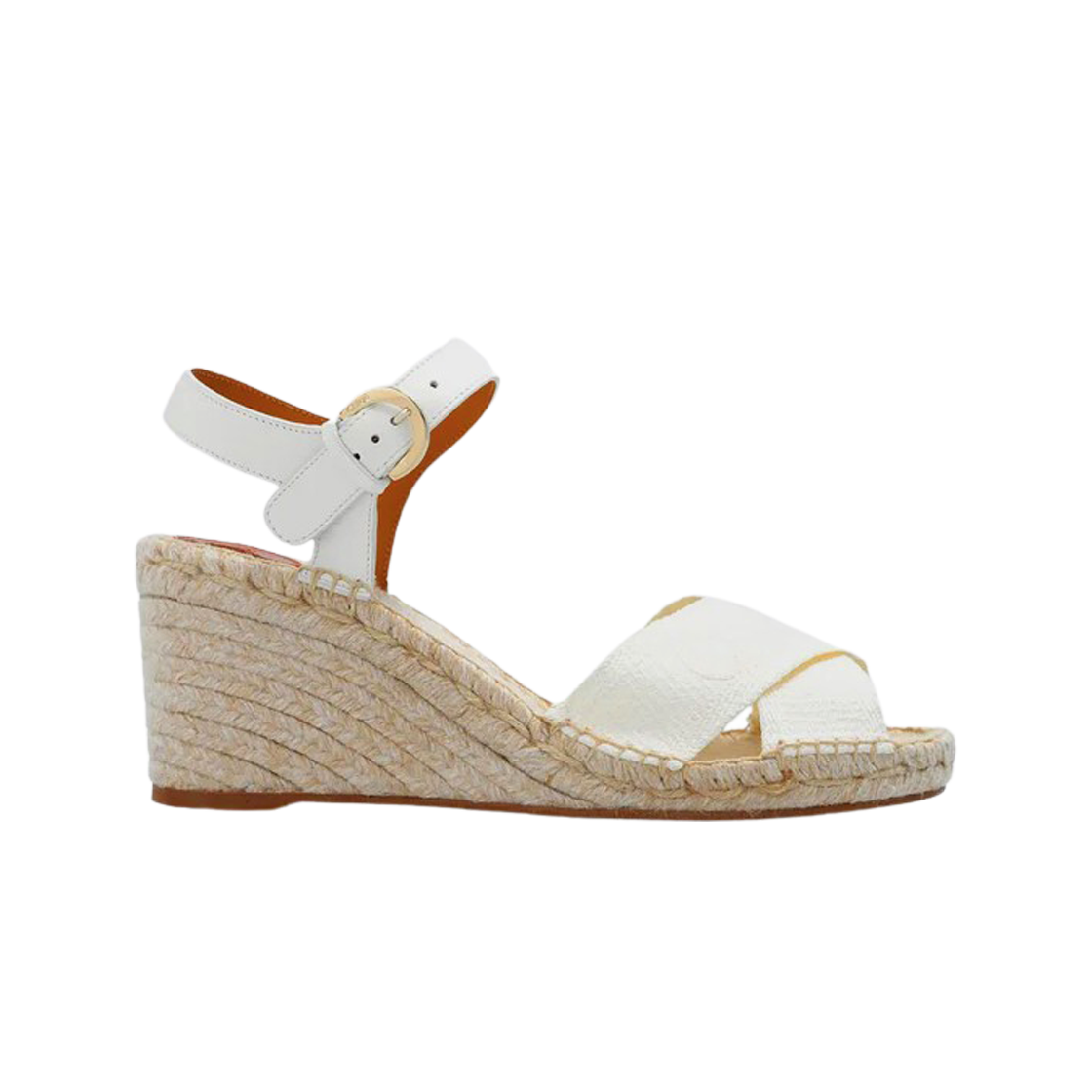 CHC24S995FU101 (W) Chloe Logo Embroidered Wedge Sandal White