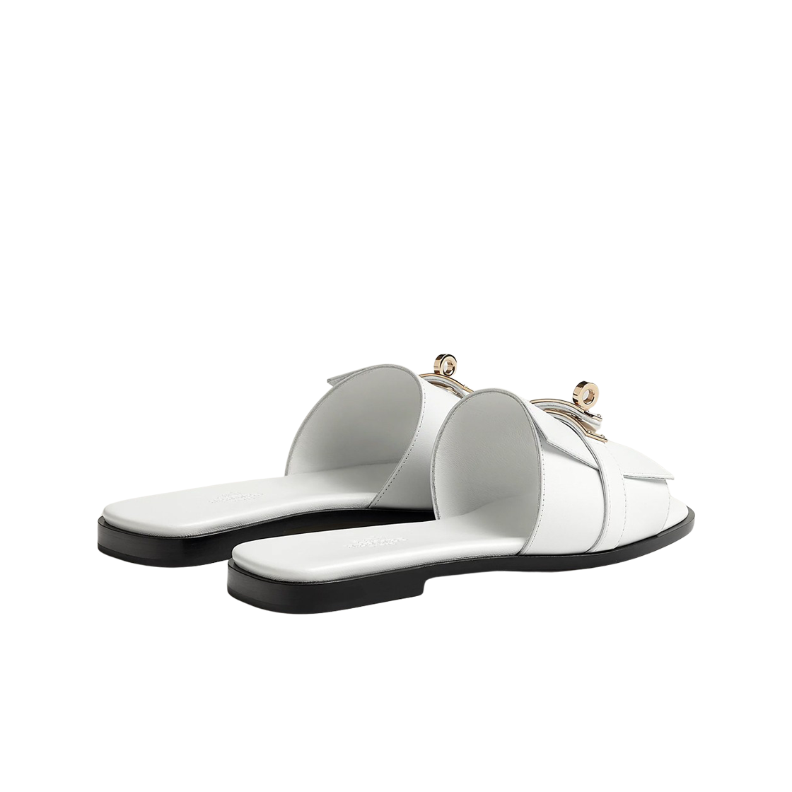 (W) 에르메스 줄리아 샌들 카프스킨 & 페르마브라스 하드웨어 블랑((W) Hermes Giulia Sandal Calfskin & Permabrass Blanc) - 2