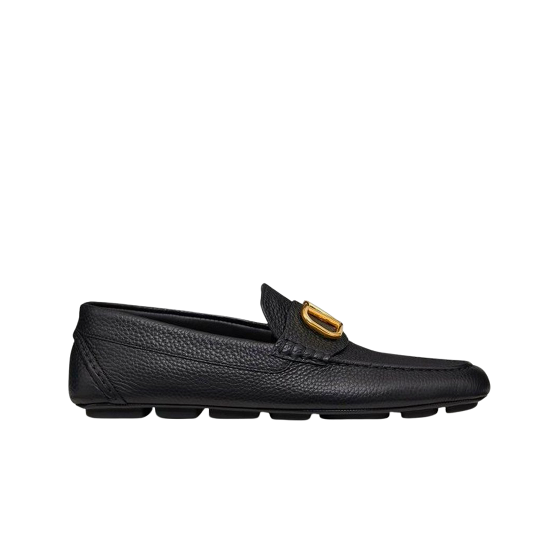 S0G30YST0NO Valentino Leather Gommino Logo Loafers Gold Black