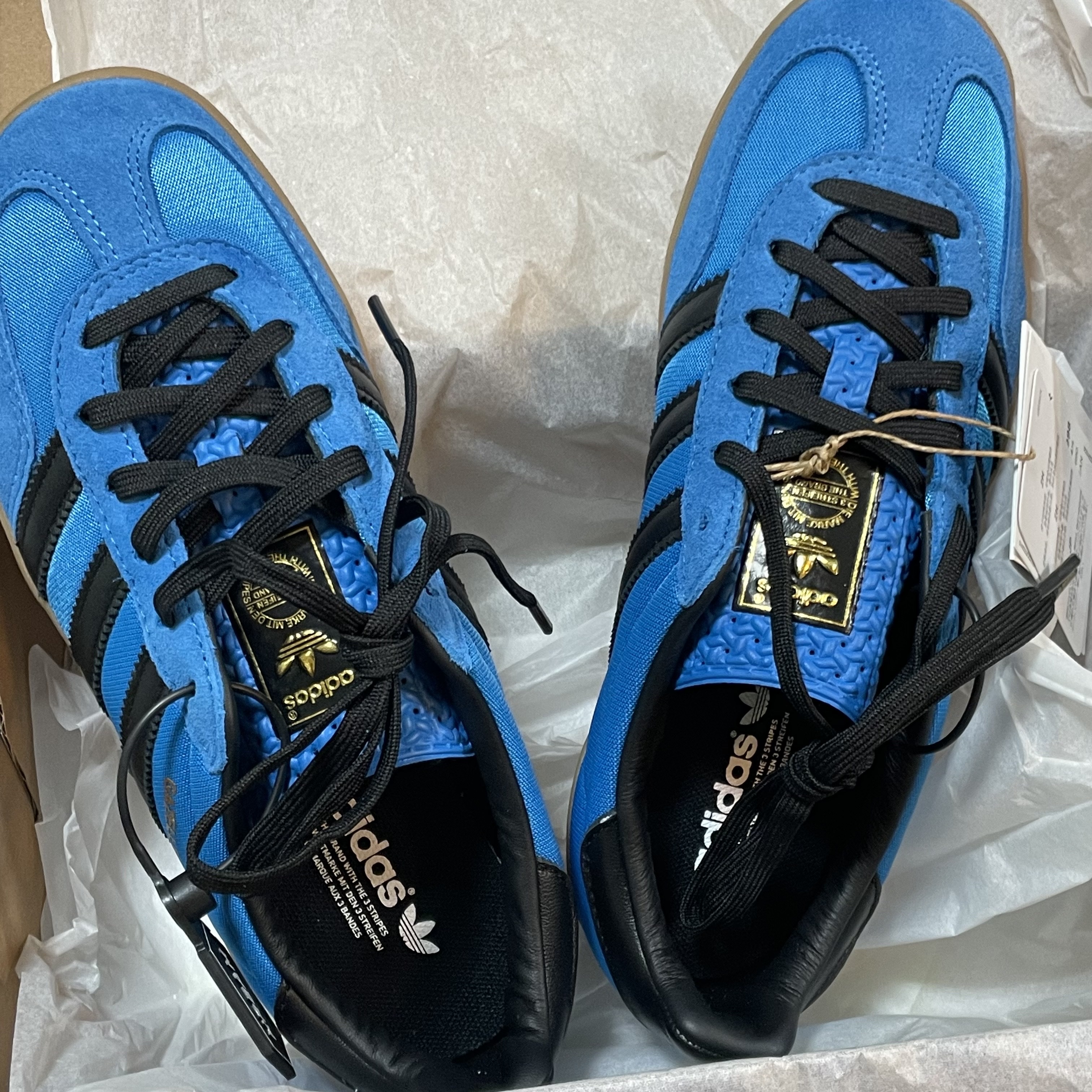 Adidas Gazelle Indoor Bright Blue Core Black 착용 스타일 - 2