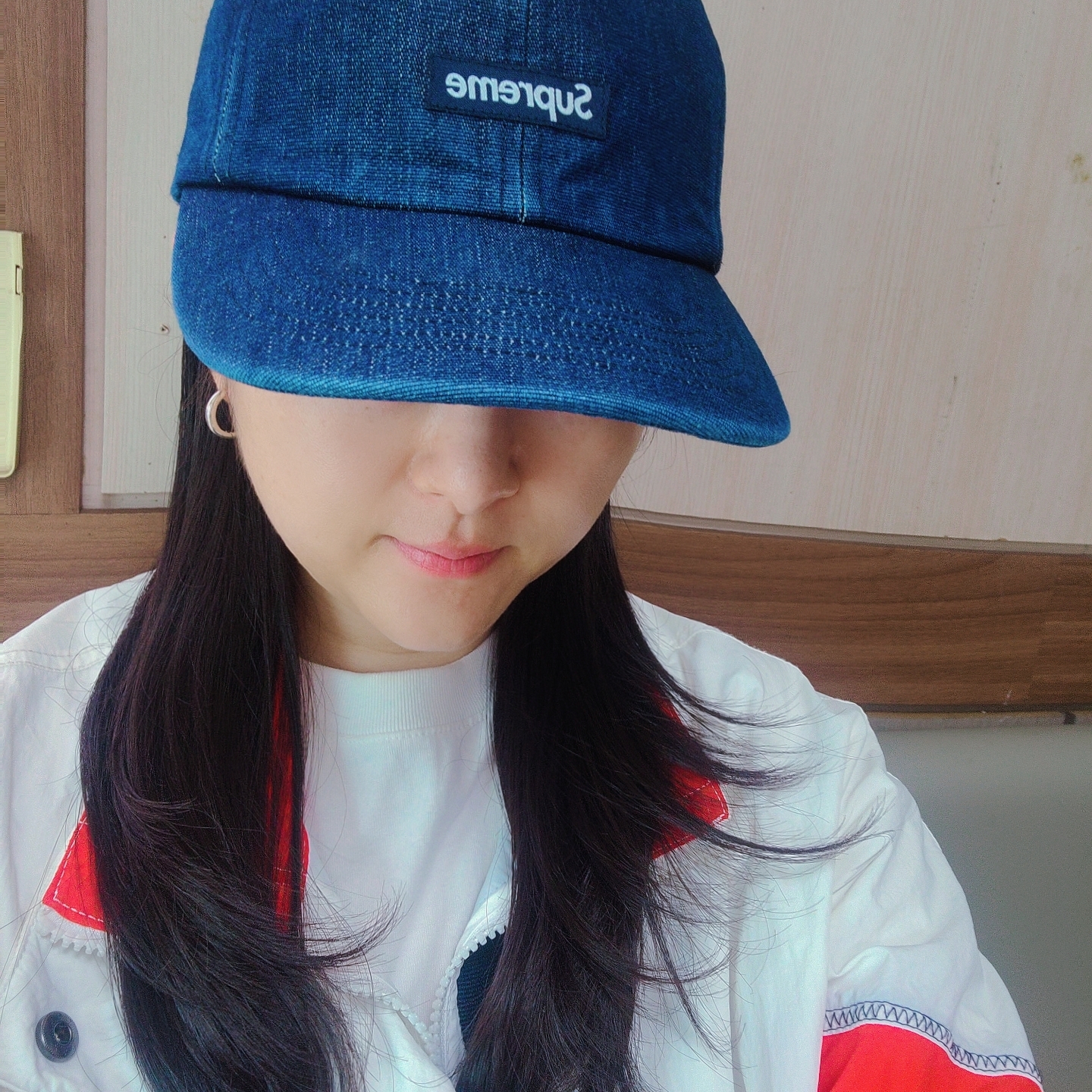 Supreme Cordura Denim Small Box 6-Panel Blue - 24SS 착용 스타일 - 2