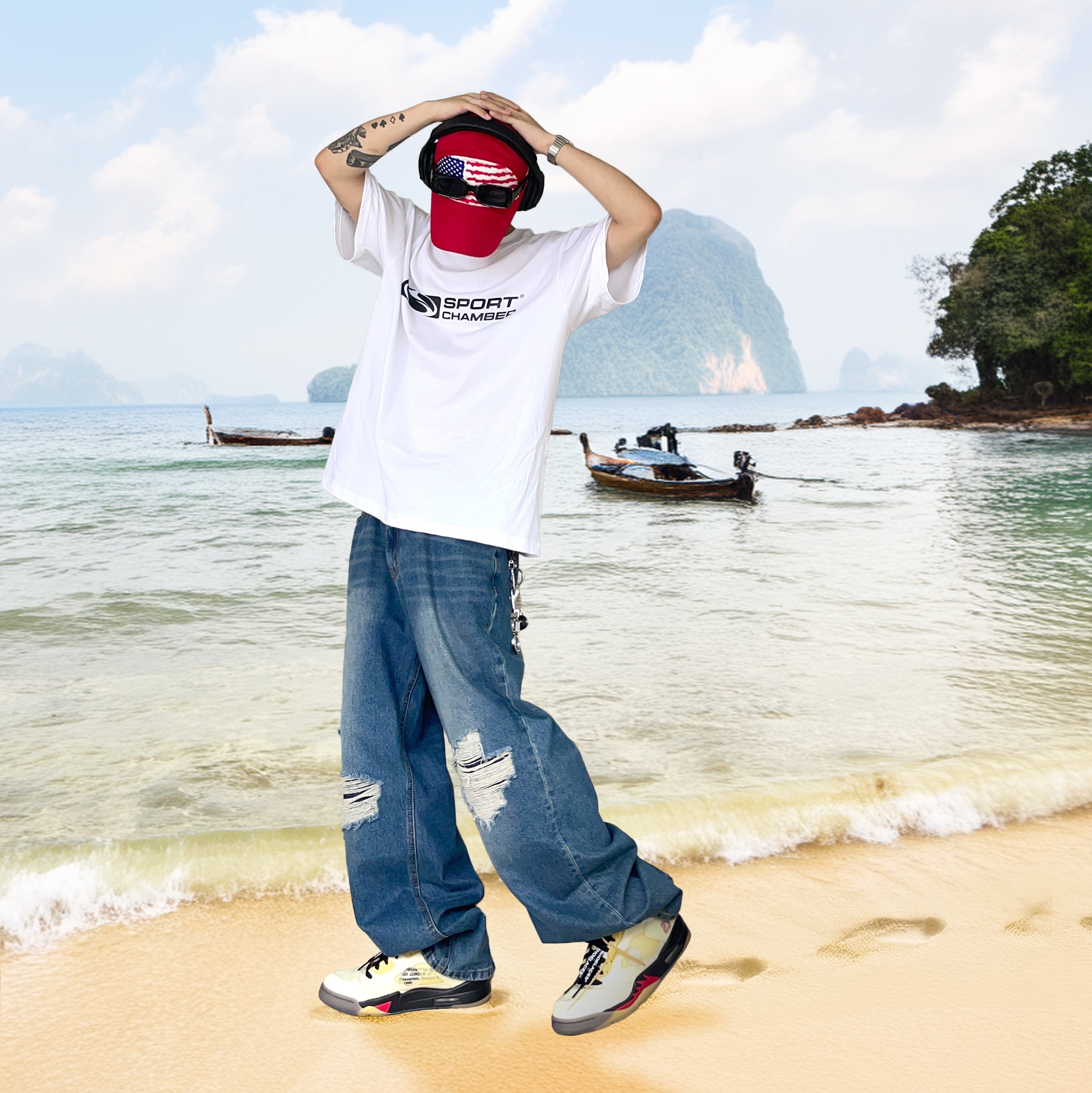 Marshall Monitor II A.N.C Black (Korean Ver.), Jordan 5 x Off-White Retro SP Sail Fire Red 착용 스타일