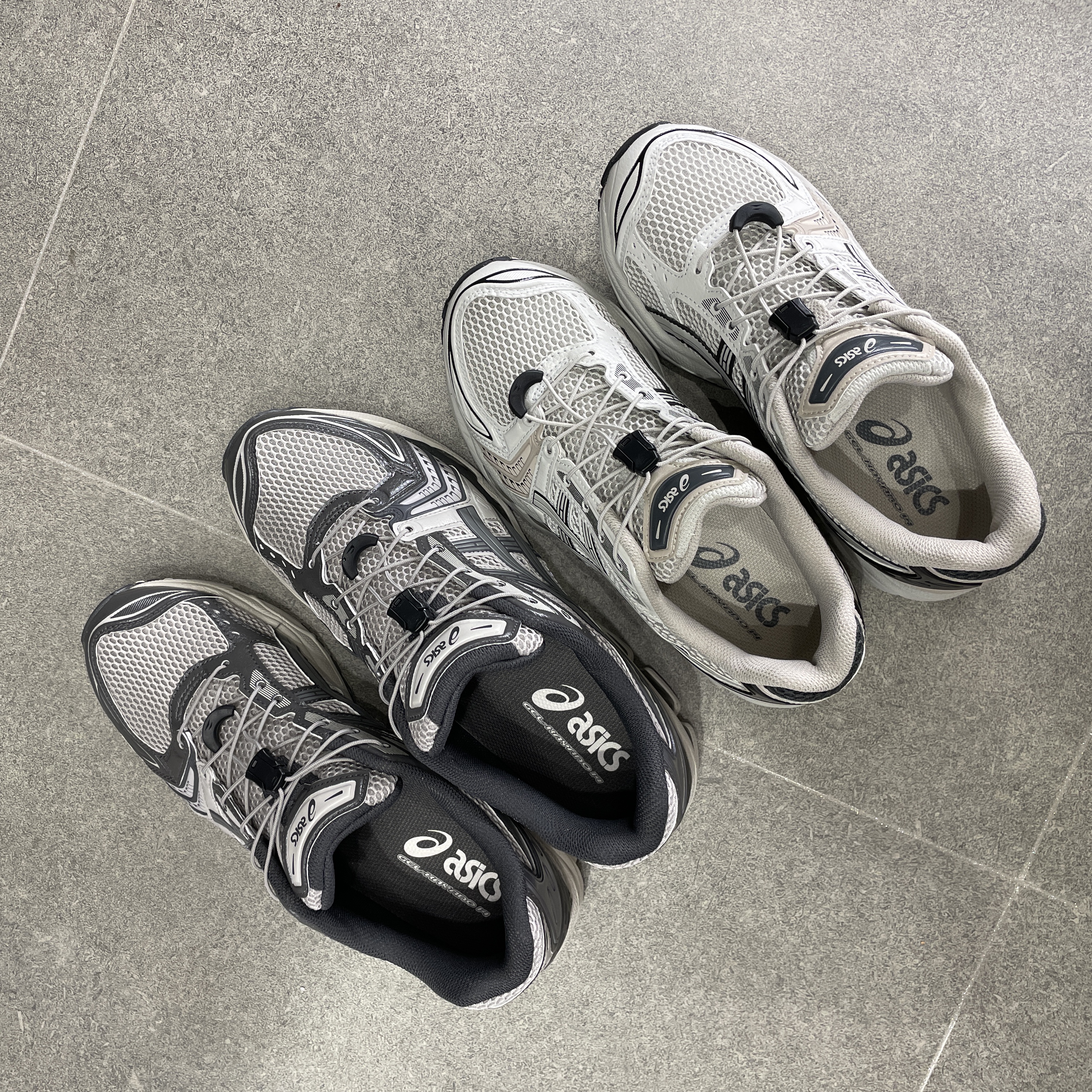 Asics Unlimited Gel-Kayano 14 Smoke Grey, Asics Unlimited Gel-Kayano 14 Oyster Grey Clay Grey 착용 스타일 - 2