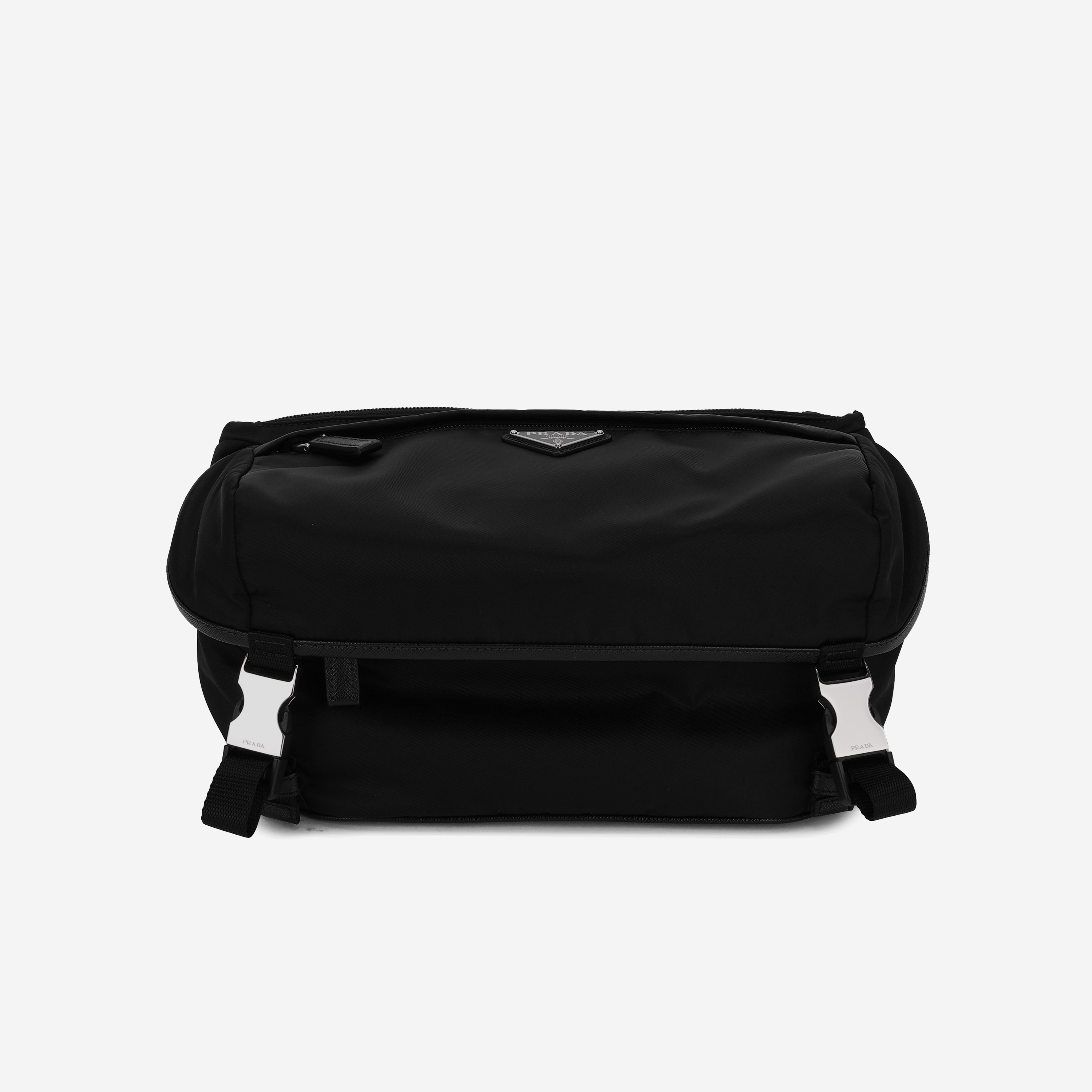 Prada Re-Nylon and Saffiano Leather Shoulder Bag Black