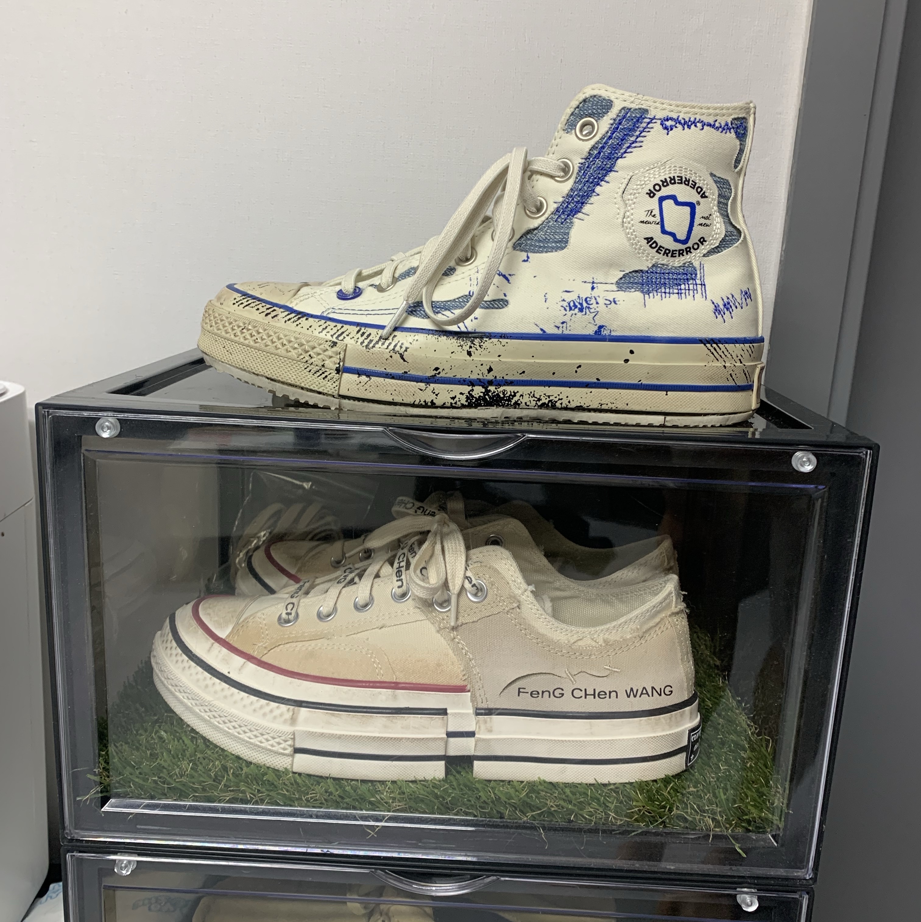 Converse x Feng Chen Wang Chuck 70 Ox 2-in-1 Brown Rice, Converse x Ader Error Chuck 70 High White 착용 스타일
