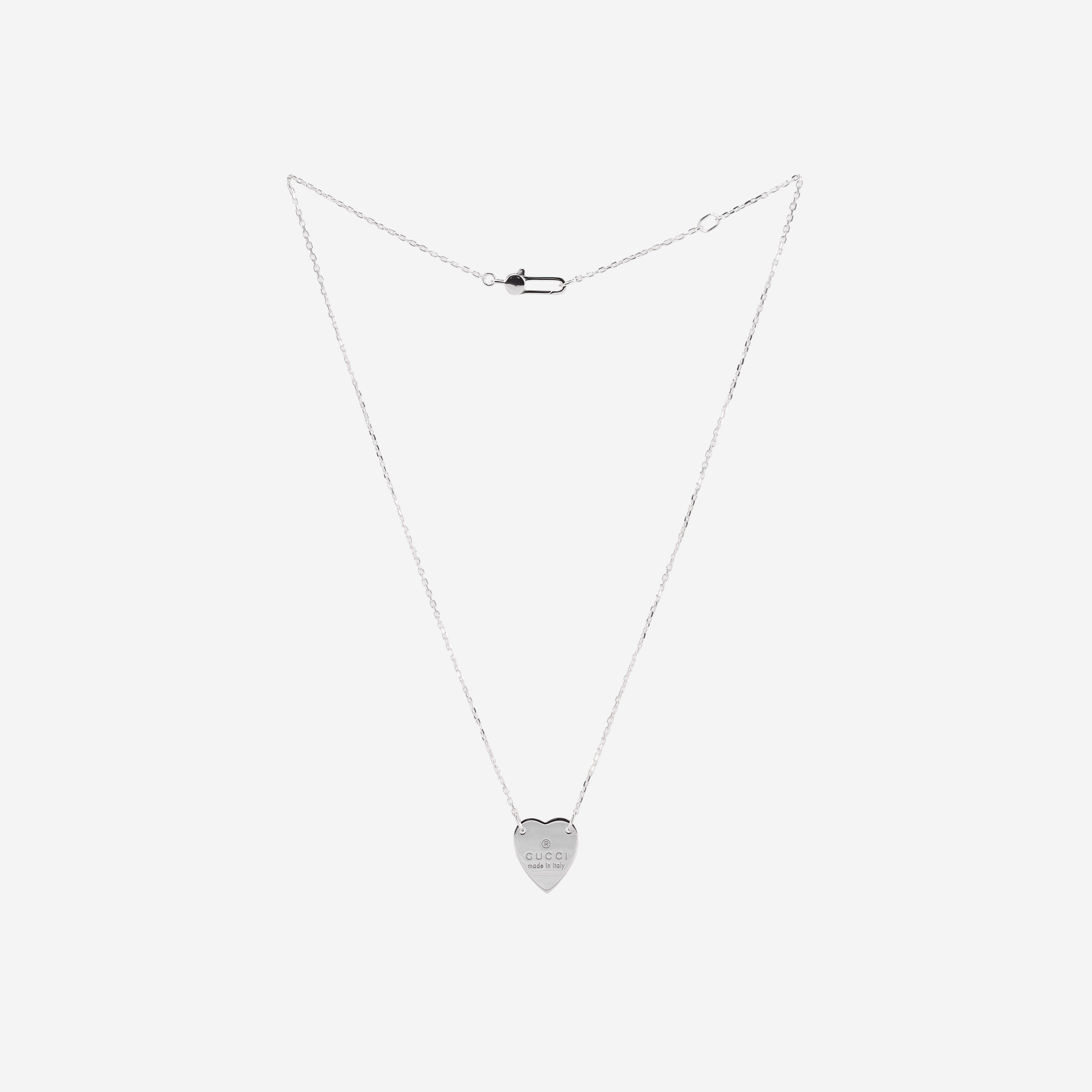 Gucci Trademark Heart Pendant Necklace Silver