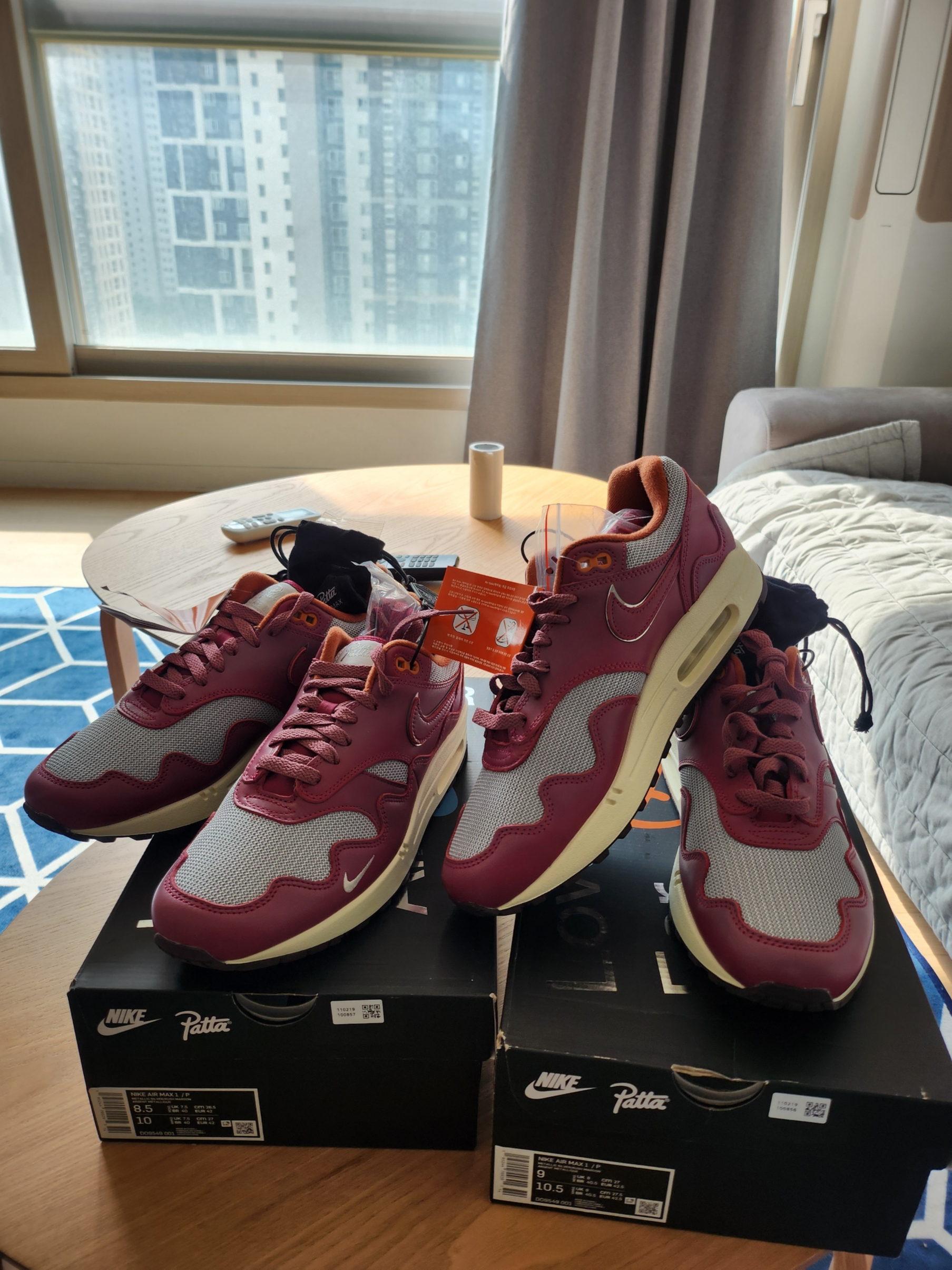 Nike x Patta Air Max 1 Night Maroon 착용 스타일