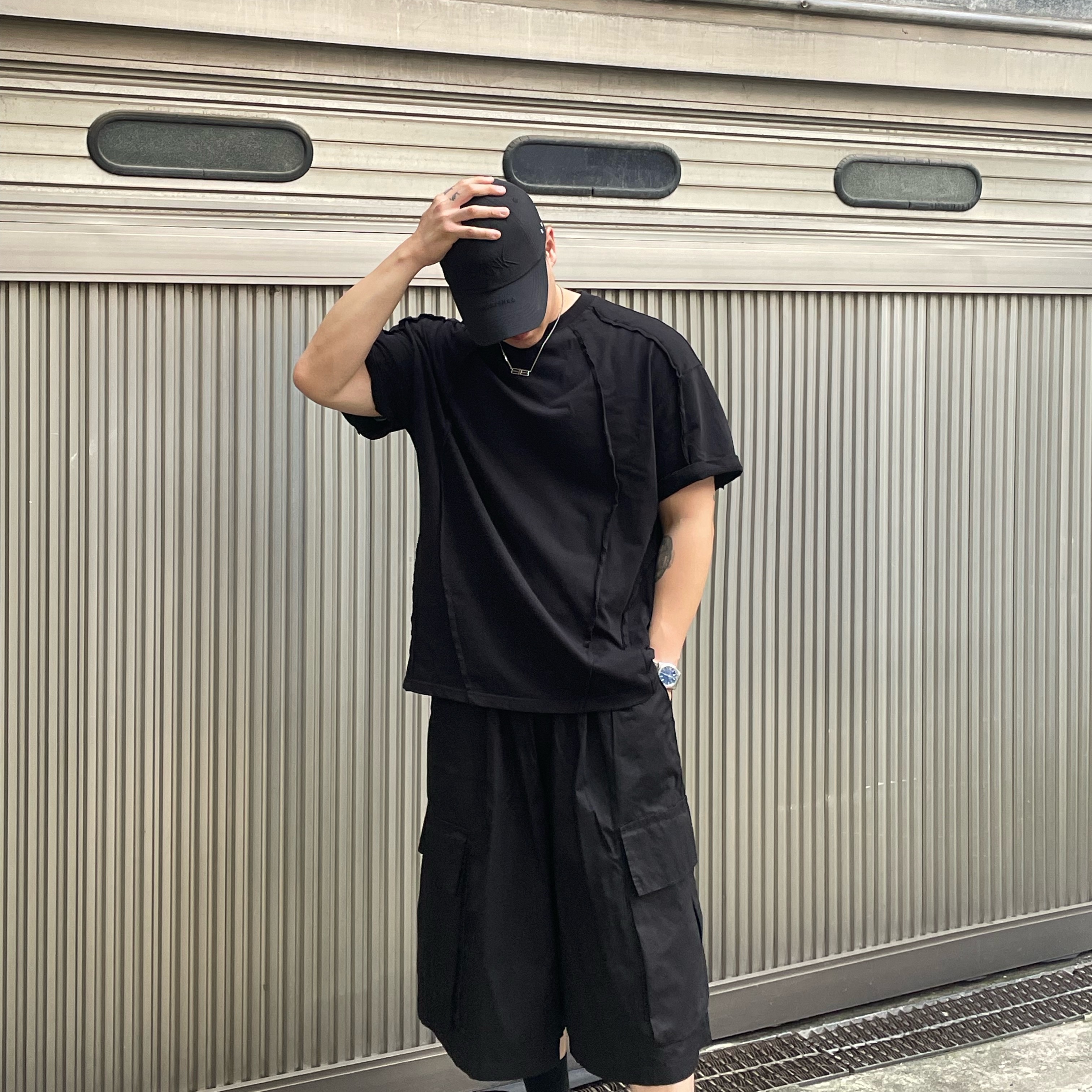 Farfromwhat Far Blank Cap Black, Nike x Supreme Shox Ride 2 SP Black 착용 스타일 - 3
