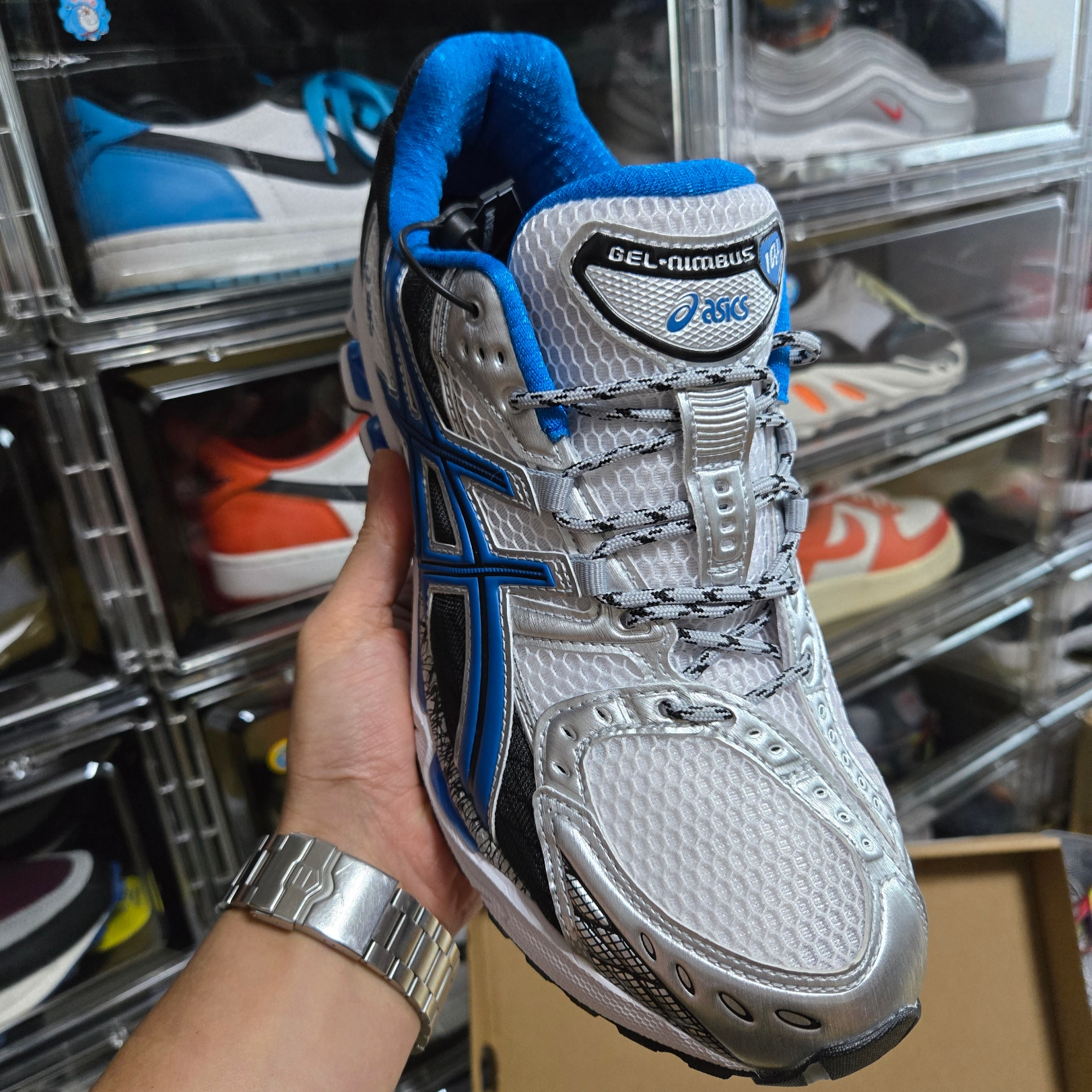 Asics Gel-Nimbus 10.1 White Directoire Blue 착용 스타일 - 6