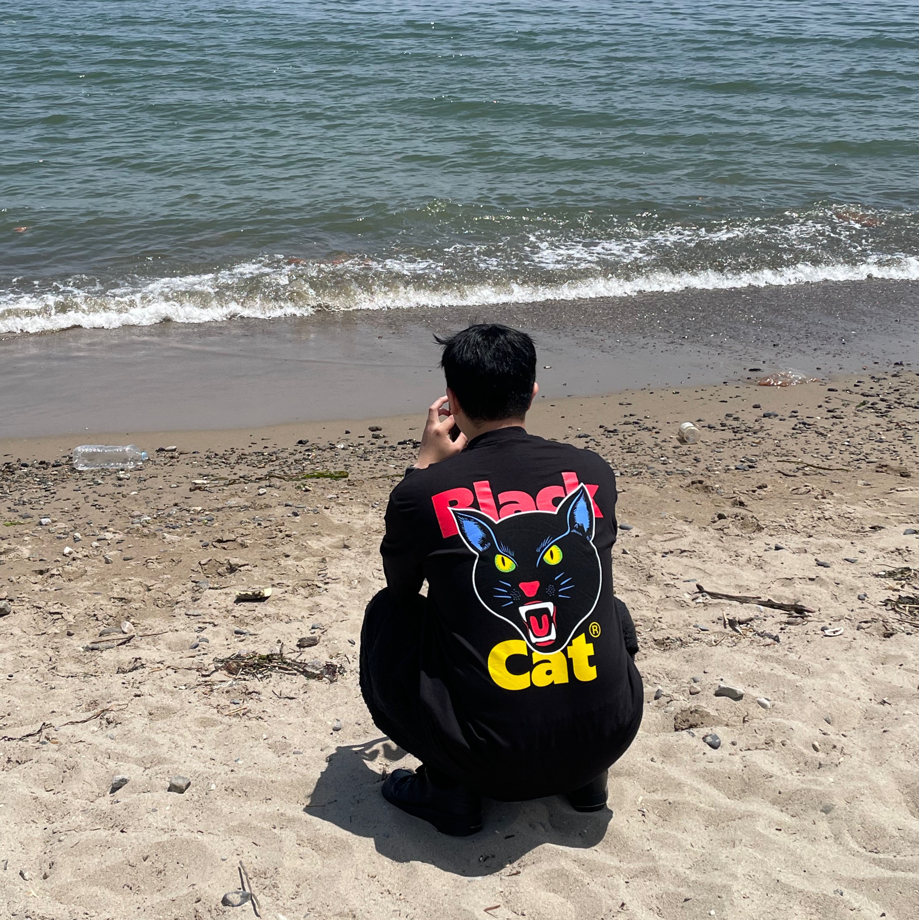 Supreme Black Cat T-Shirt Black - 24SS 착용 스타일 - 1