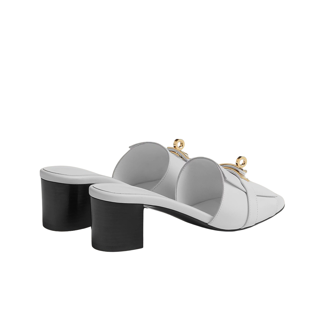 (W) 에르메스 지지 50 샌들 카프스킨 & 페르마브라스 하드웨어 블랑((W) Hermes Gigi 50 Sandal Calfskin & Permabrass Blanc) - 3