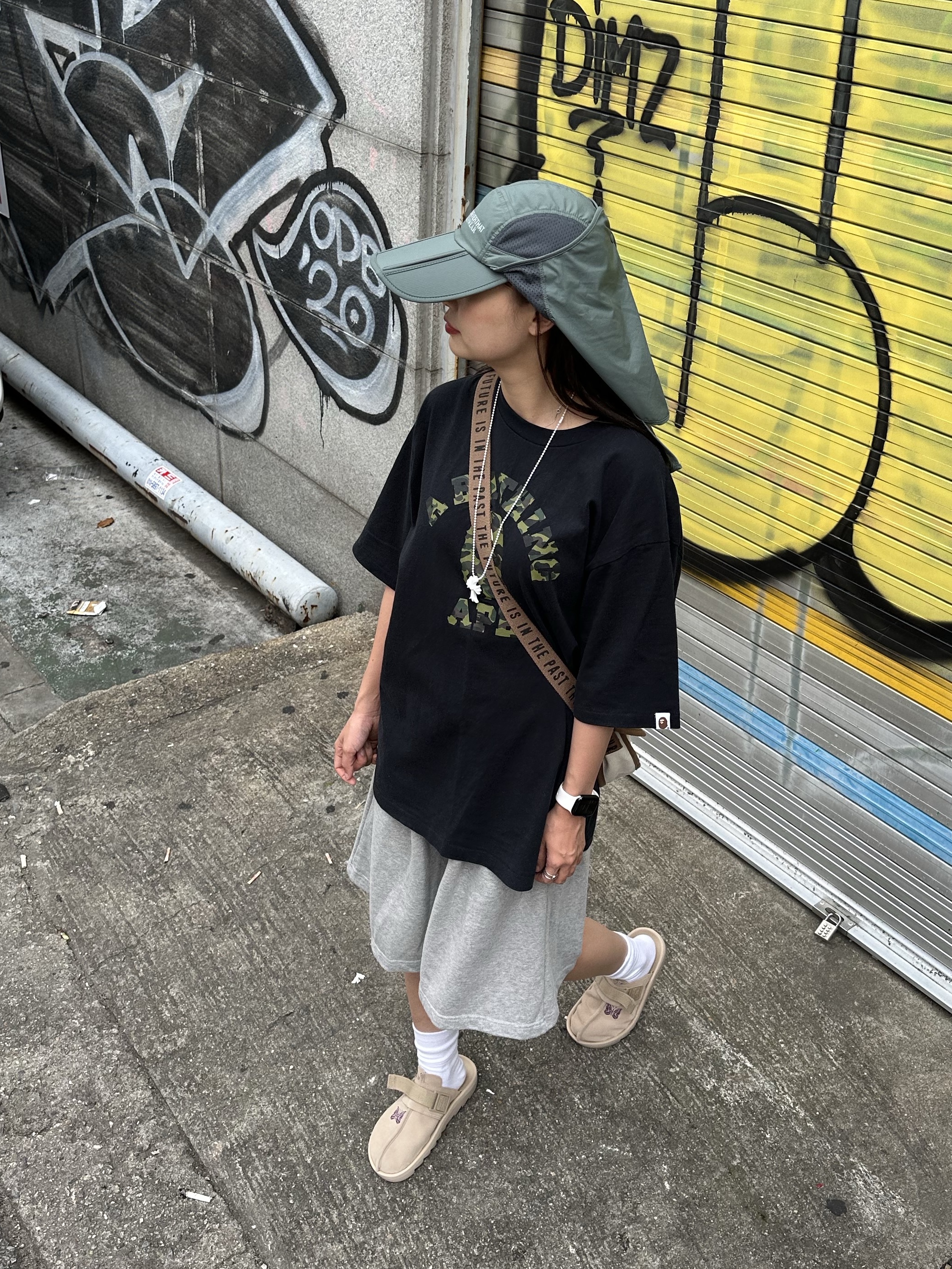 Reebok x Needles Beatnik Beige, Human Made Shoulder Bag Brown 착용 스타일 - 6