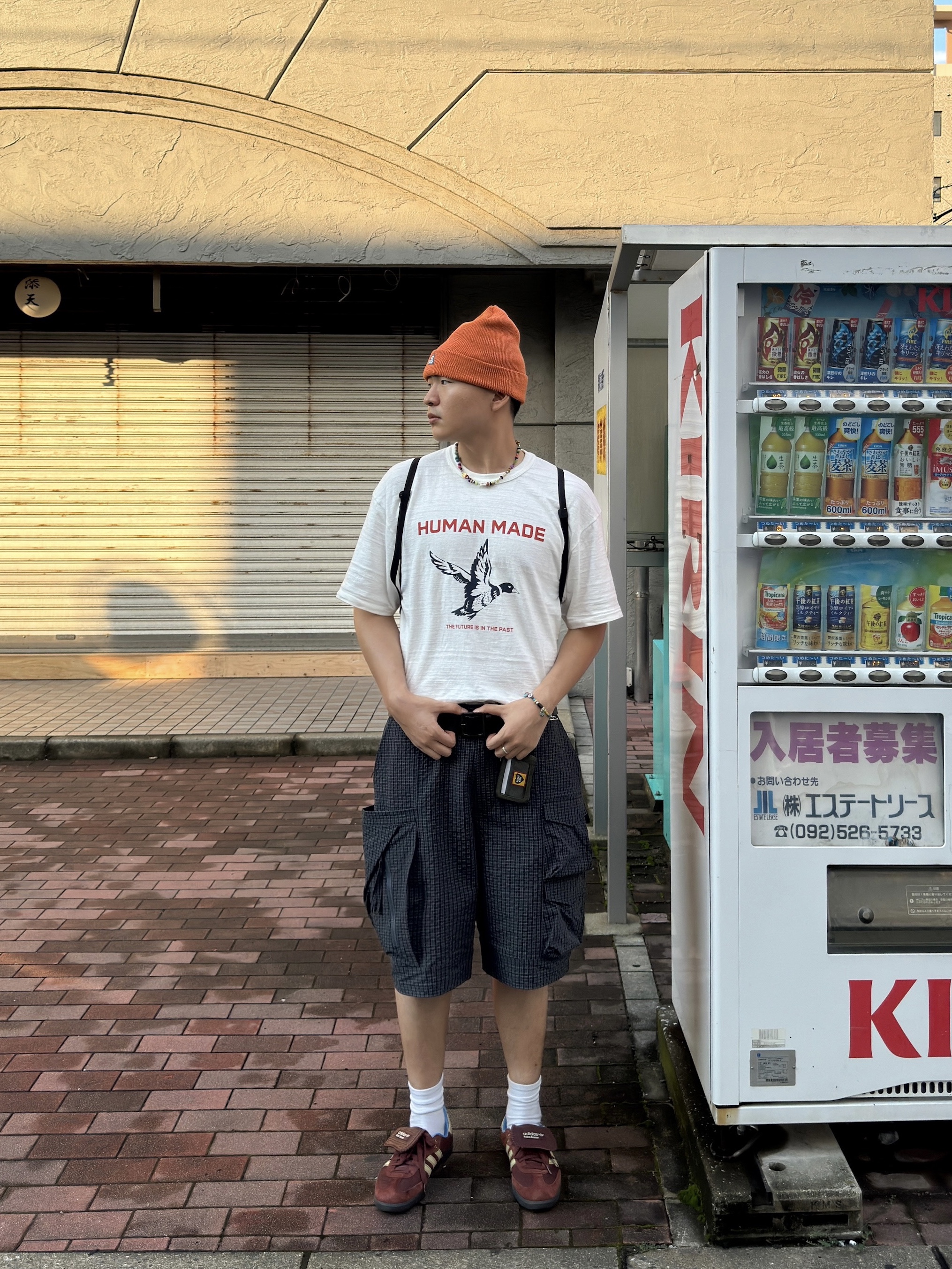 Human Made Graphic T-Shirt #19 White, Adidas x Wales Bonner Nylon Samba Fox Brown Sandy Beige 착용 스타일 - 2