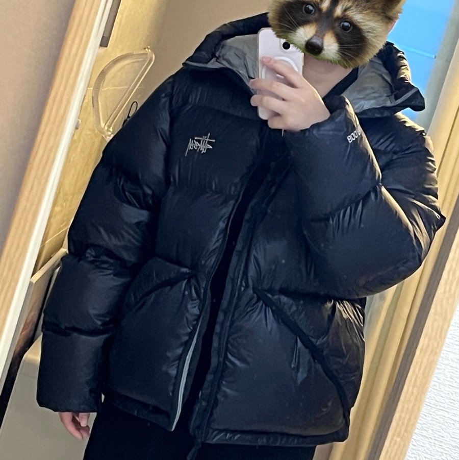 Stussy Down Parka Micro Ripstop Phantom Black 착용 스타일 - 1