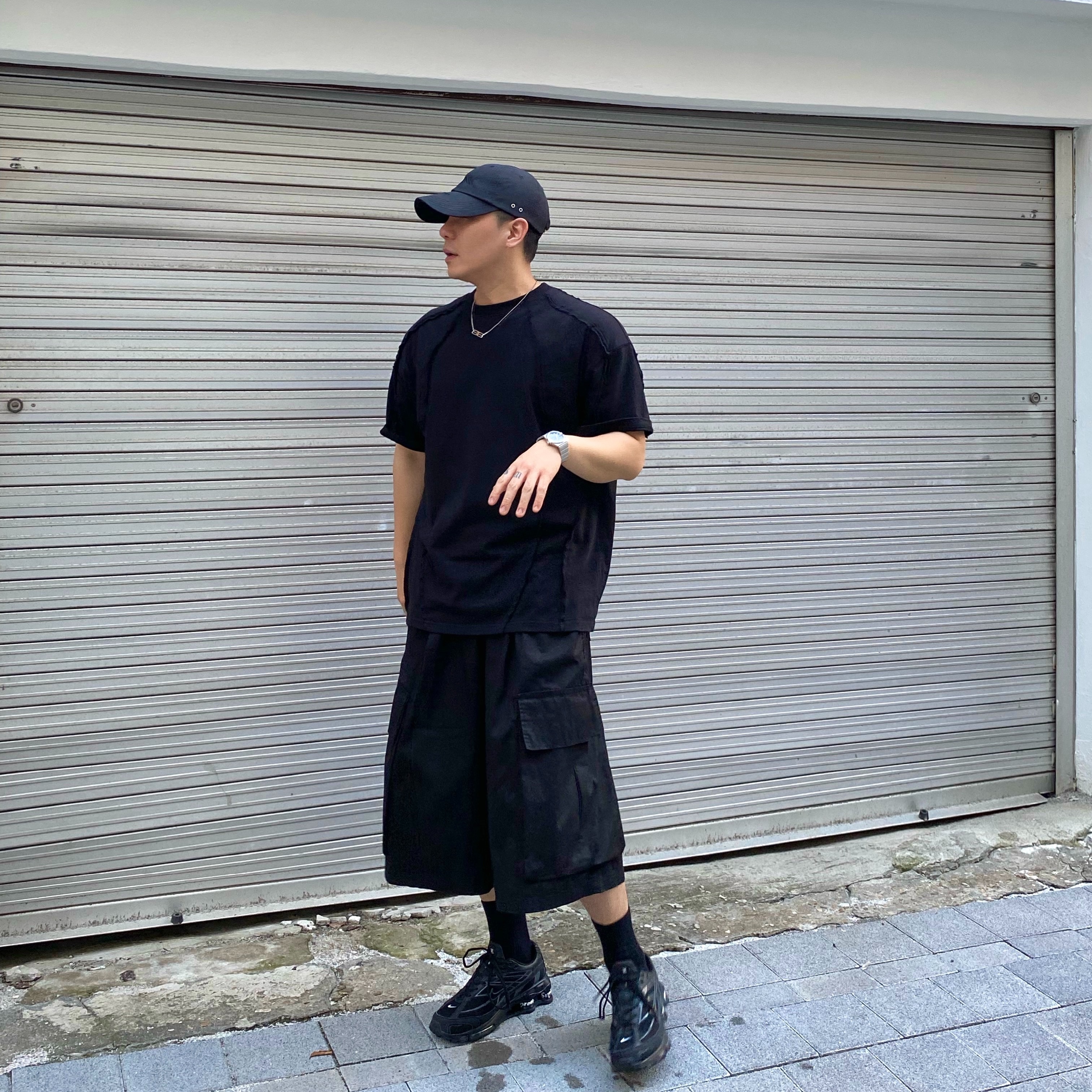 Farfromwhat Far Blank Cap Black, Nike x Supreme Shox Ride 2 SP Black 착용 스타일 - 2
