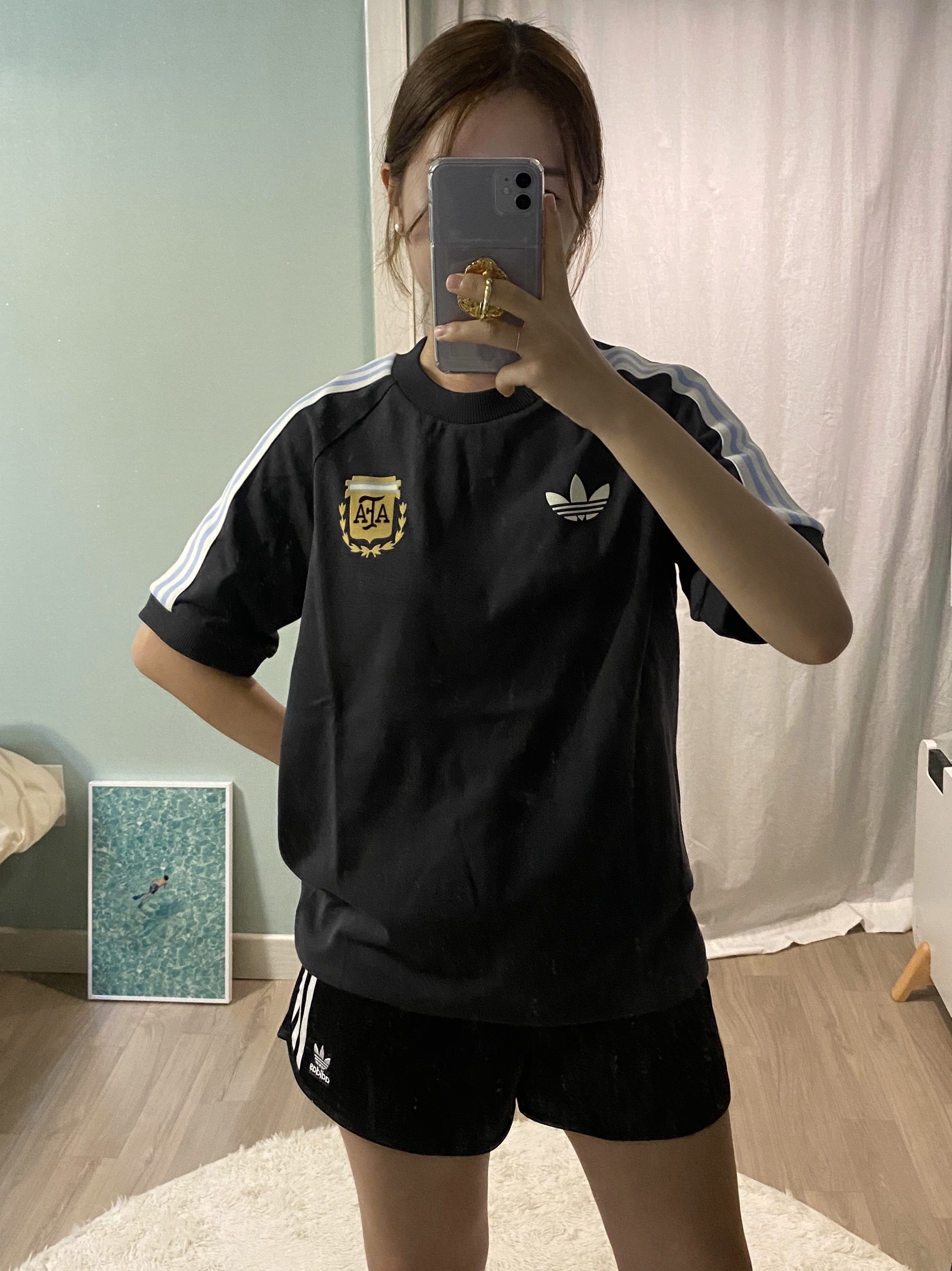 Adidas Argentina Beckenbauer T-Shirt Utility Black- KR Sizing 착용 스타일 - 1