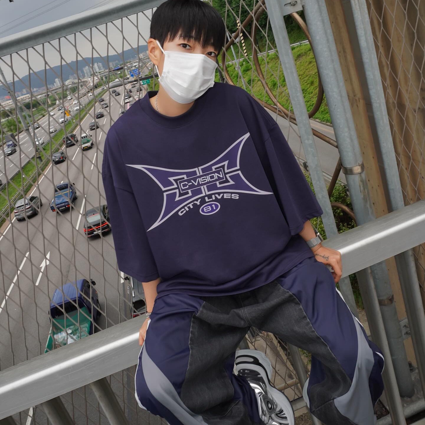 Civision by CSC Hybrid Track Pants Ver.2, Civision by CSC City Lives 81 T-Shirt Navy 착용 스타일 - 6