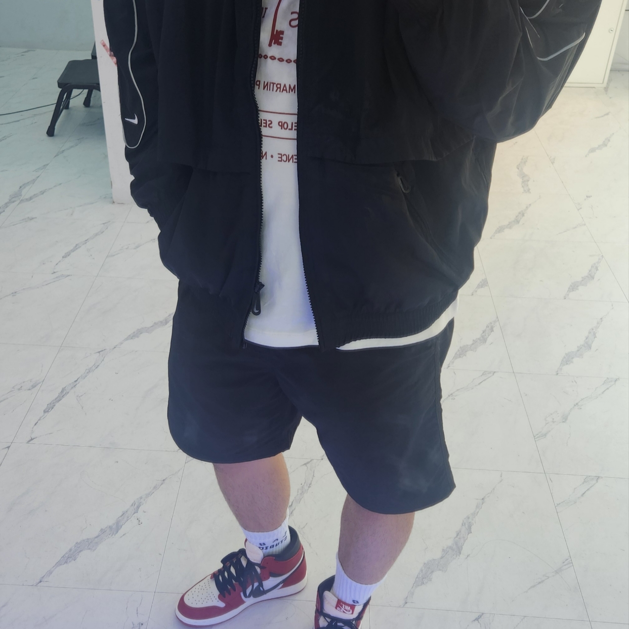 Jordan 1 Retro High OG Chicago 2022, Nike NSW Solo Swoosh Woven Track Jacket Black - Asia 착용 스타일 - 2