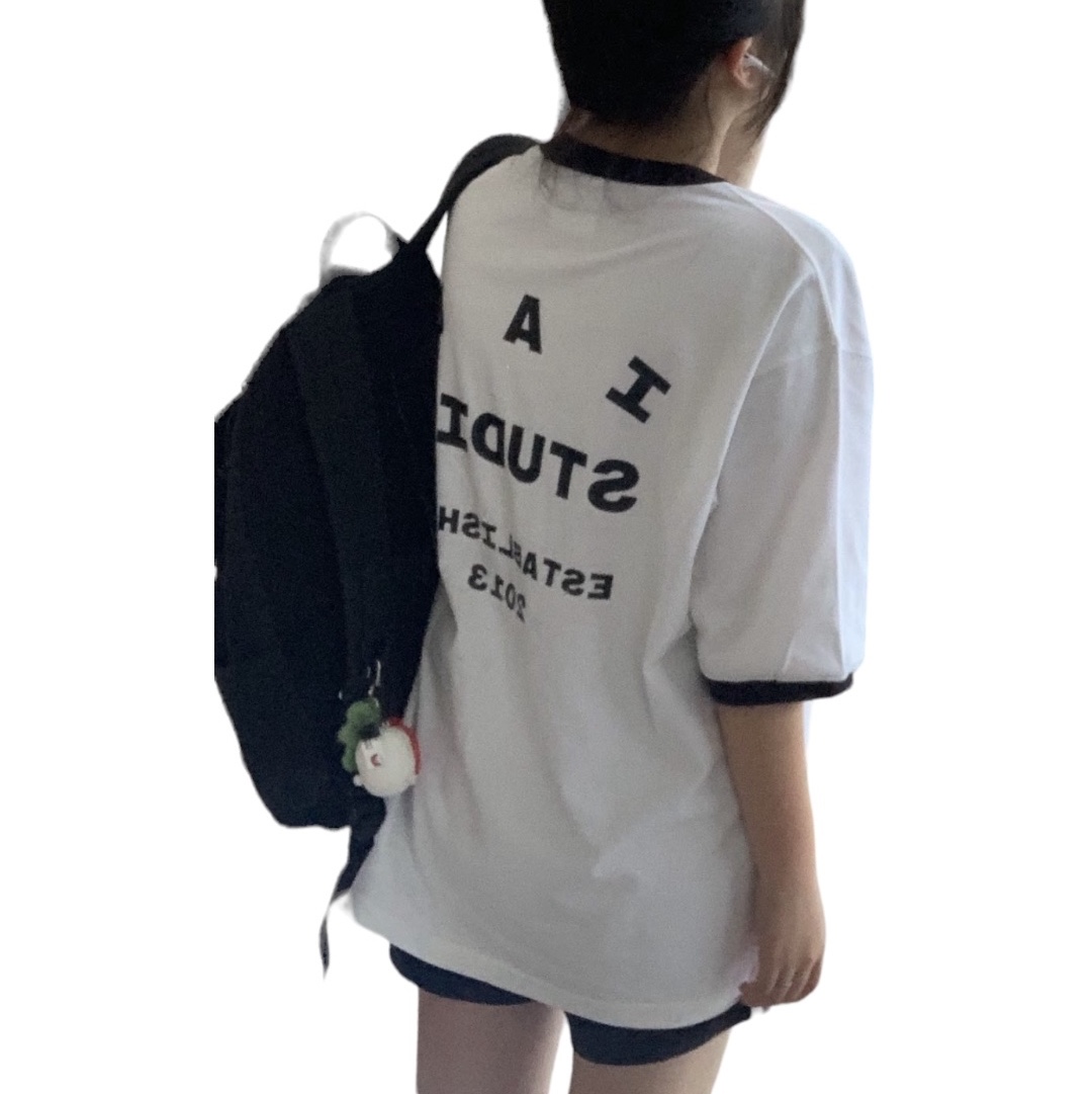 IAB Studio Established T-Shirt White Black 착용 스타일