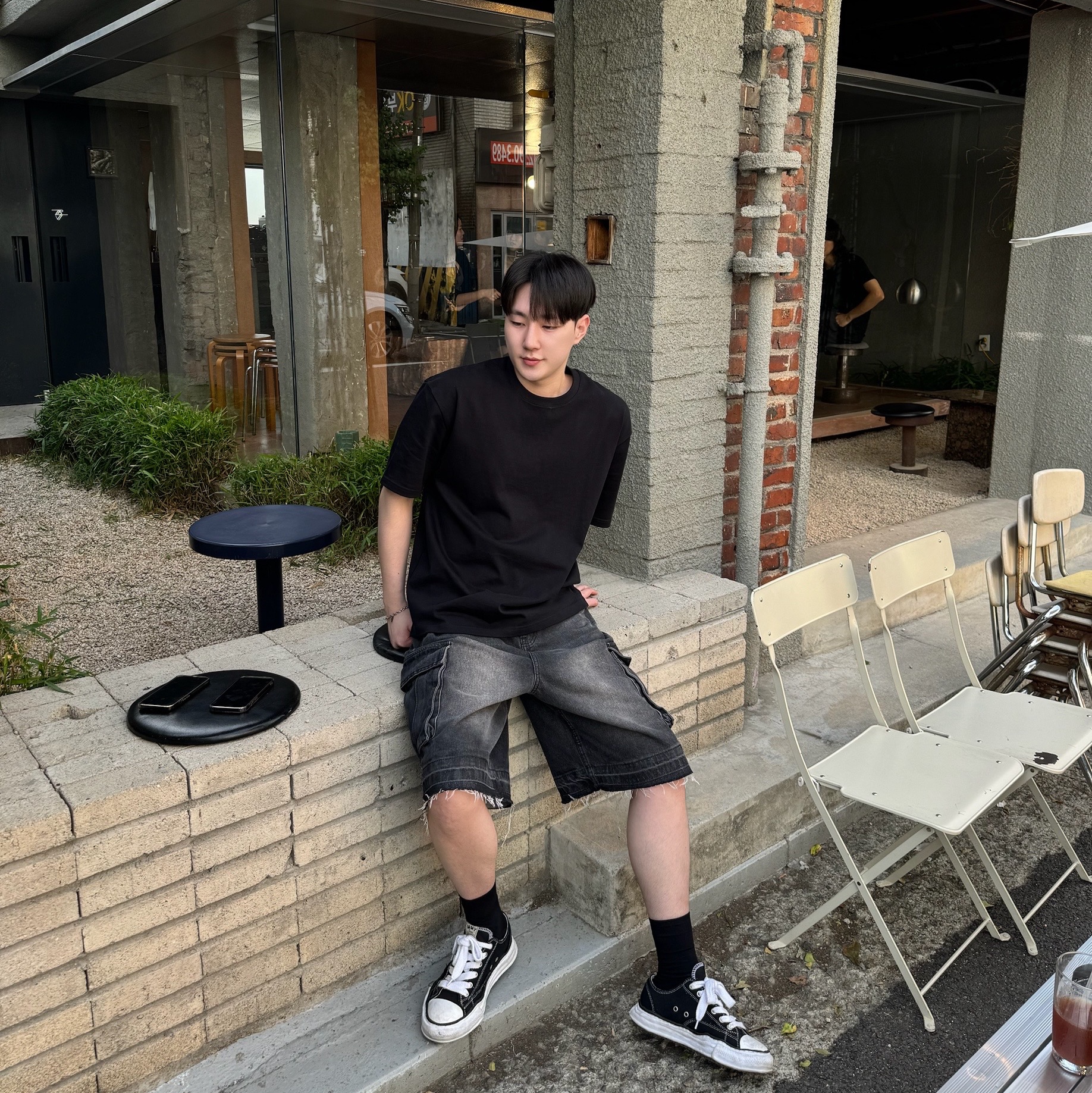 Maison Mihara Yasuhiro Peterson OG Sole Canvas Low Sneakers Black 착용 스타일