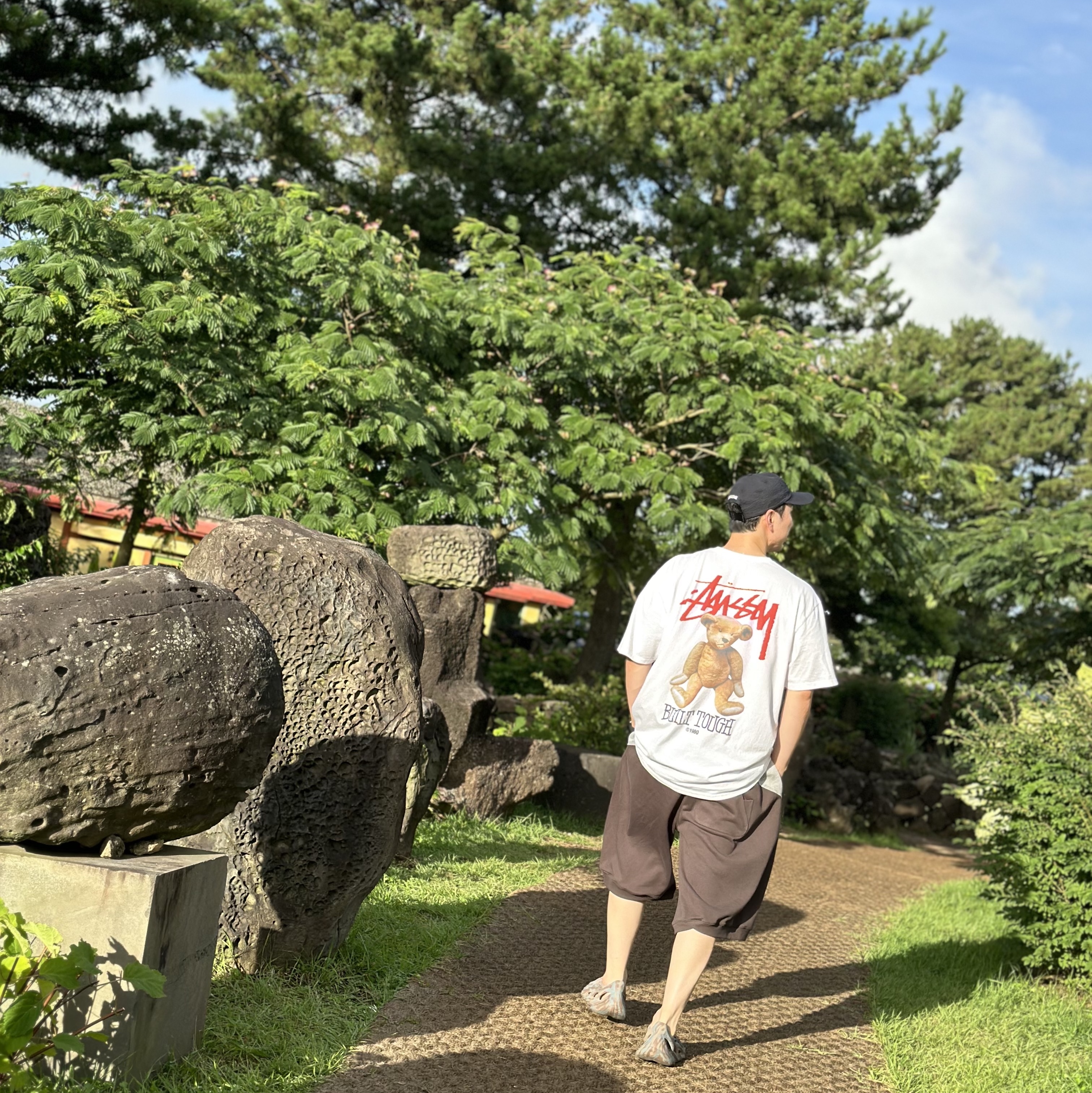 Sansan Gear Sweat Shorts Brown - 24SS 착용 스타일 - 2
