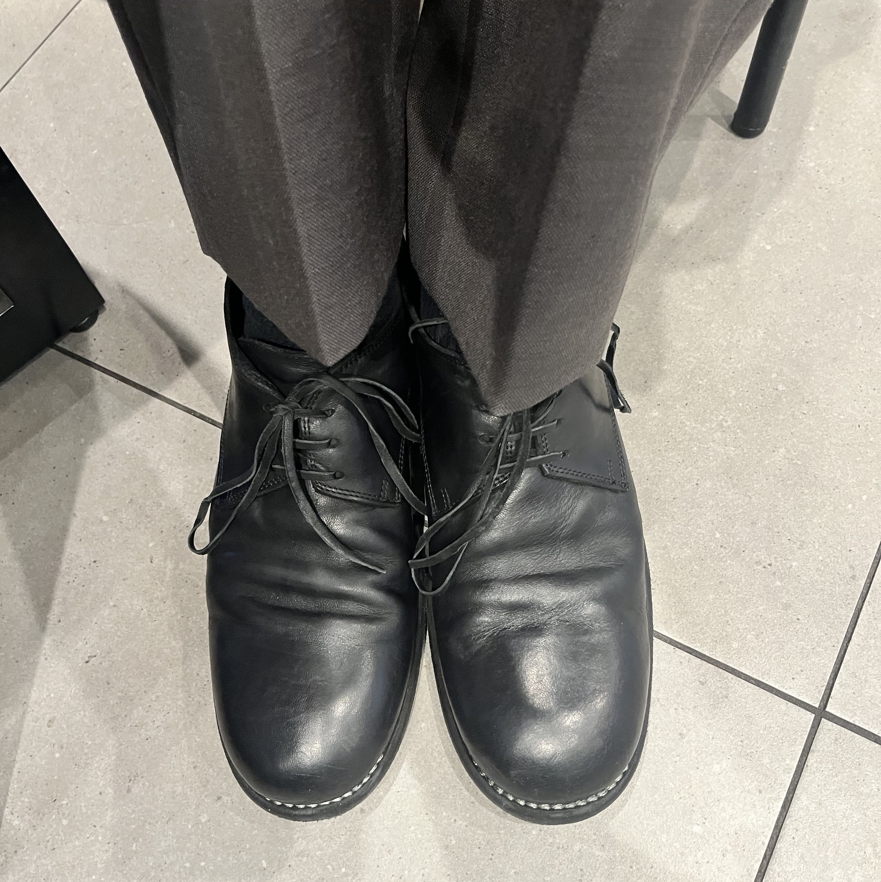 Guidi 992 Horse Full Grain Leather Derby Black 착용 스타일
